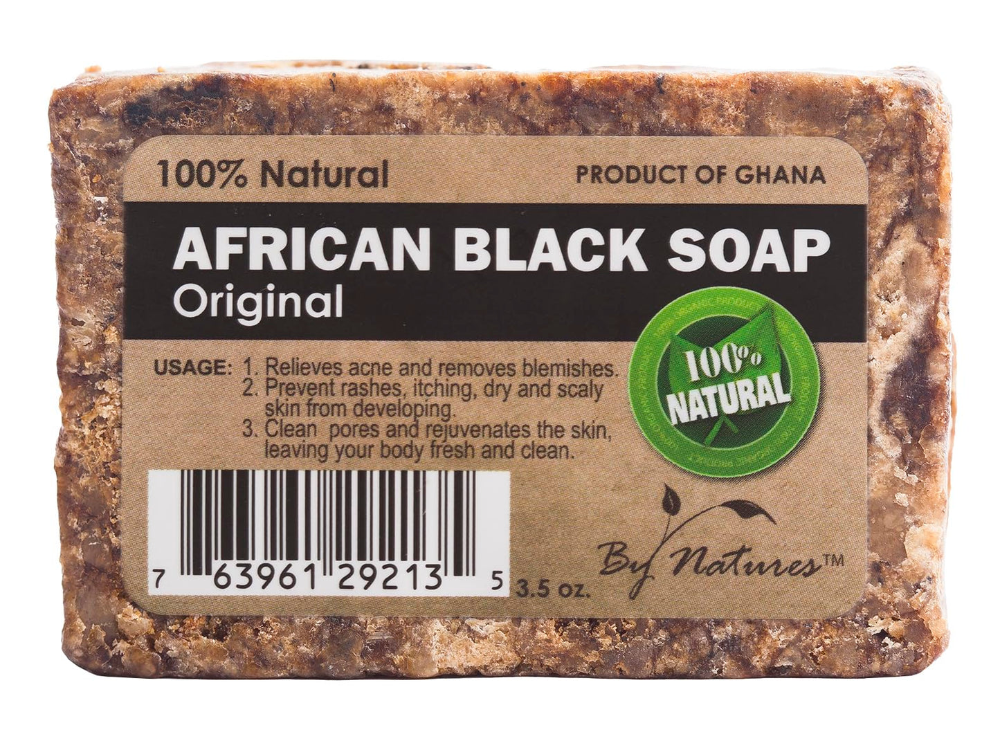 By Natures 100% Natural African Black Soap Original 3.5 Oz (Pack of 1) Beauty & Personal Care By Natures