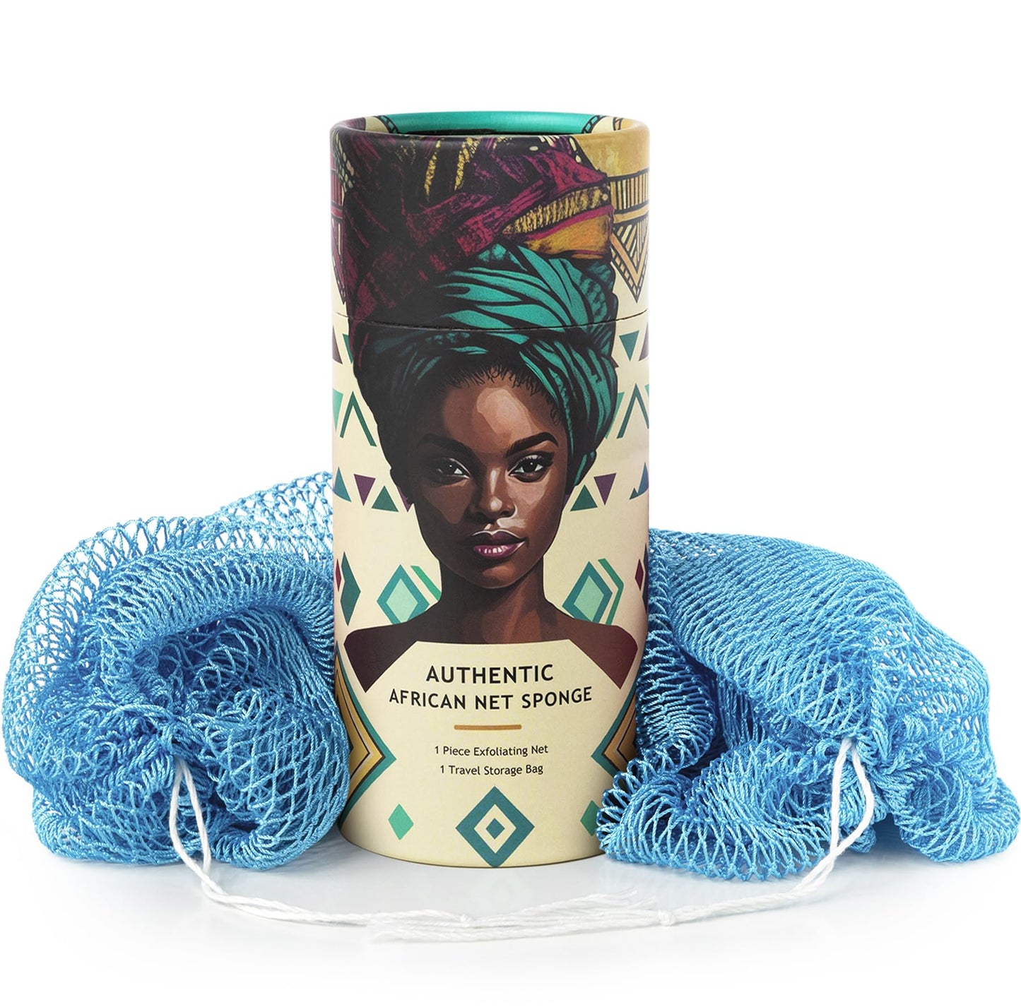 African Net Sponge Authentic - Afro Scrub Exfoliating Net Sponge with Knots - African Bath Sponges for Body Scrubber Exfoliator - Back Scrubber Beauty and Personal Care MINISENTIALS