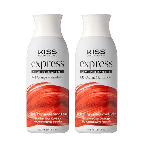 Kiss Express Semi-Permanent Hair Color 100mL (3.5 US fl.oz) (2 PACK, Orange Marmalade) Beauty & Personal Care KISS