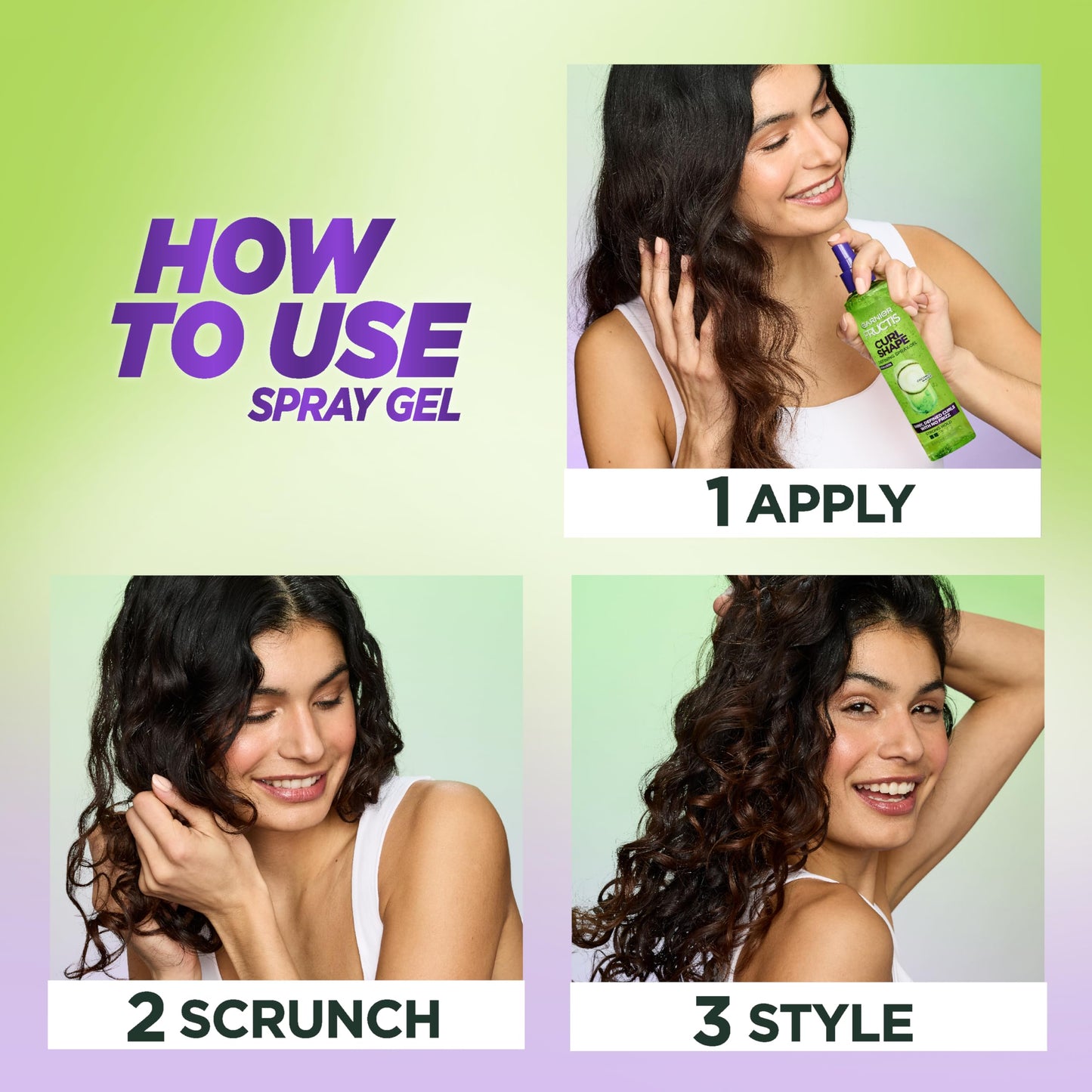 Garnier Fructis Style Curl Shape Defining Spray Gel for No Frizz, 8.5 Fl Oz, 3 Count (Packaging May Vary) Beauty & Personal Care Garnier