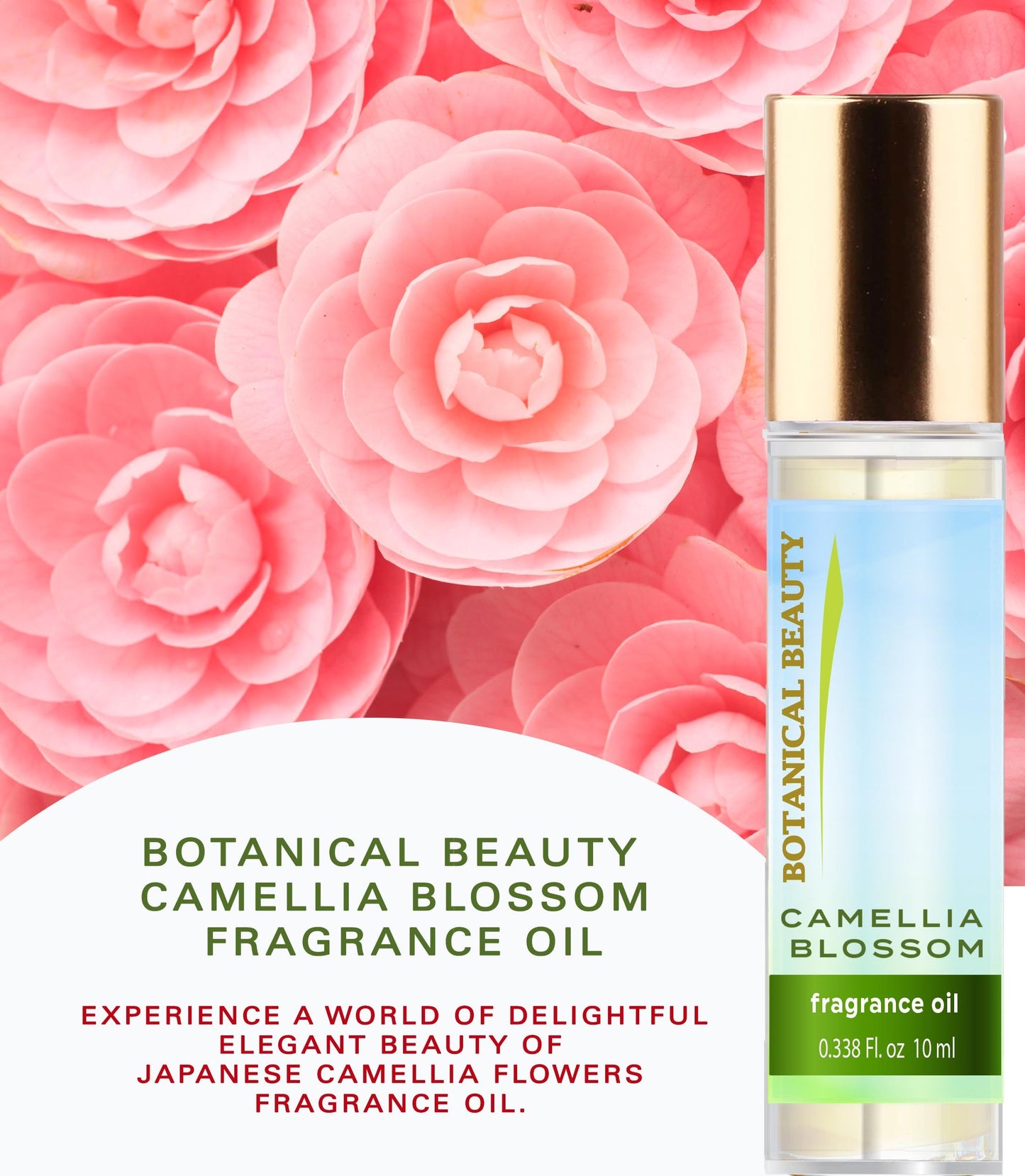 Botanical Beauty CAMELLIA BLOSSOM FRAGRANCE OIL ROLL-ON 0.338 Fl Oz 10 ml Rollerball Perfume, Long Lasting an luxury scent of blend of Magnolia Beauty & Personal Care Botanical Beauty