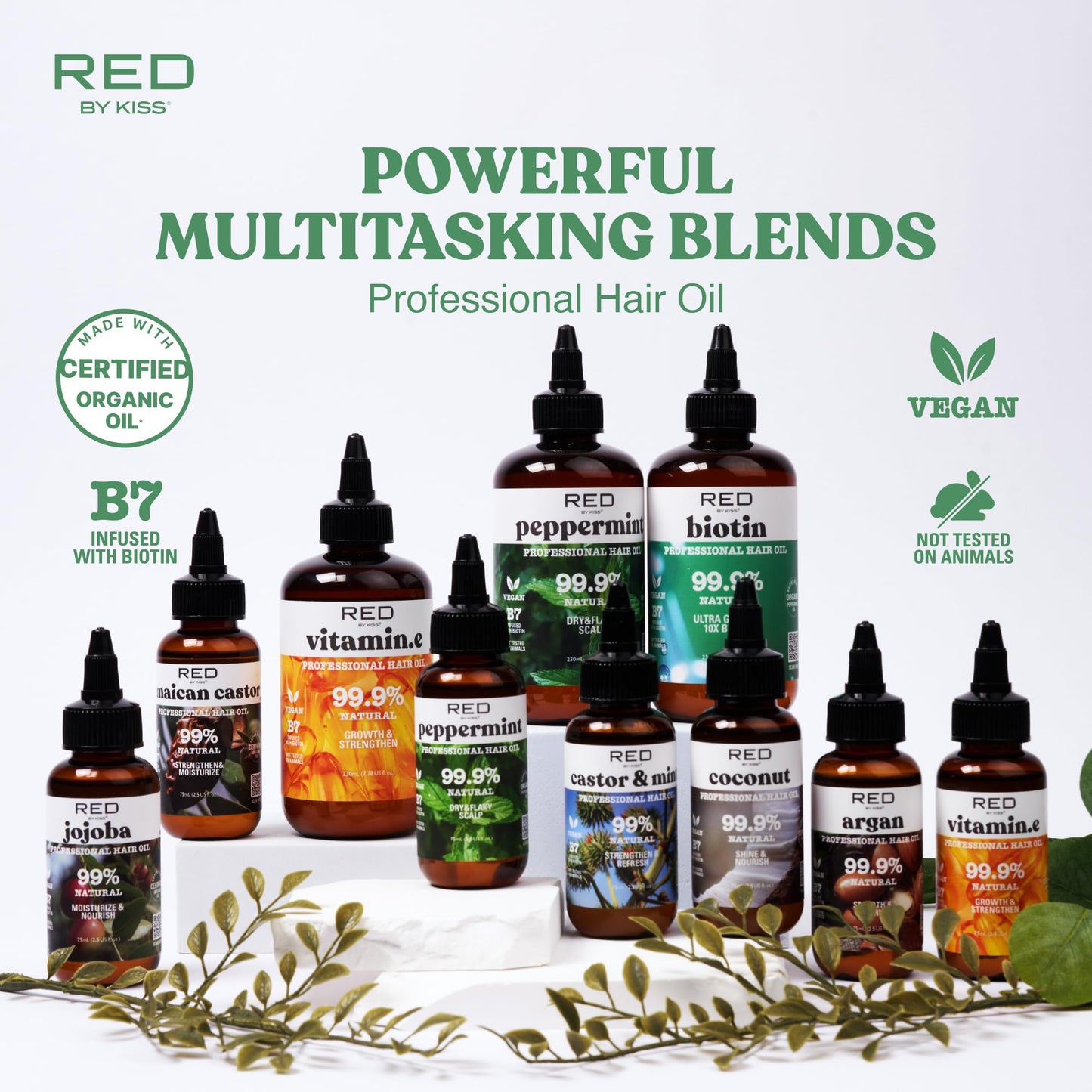 Red by Kiss Professional 99.9% Natural Hair Oil, Organic Vegan Oil Blend for Dry & Itchy Scalp Relief, Hydrating Biotin Infused, Nourish Add Shine Beauty & Personal Care Red by Kiss