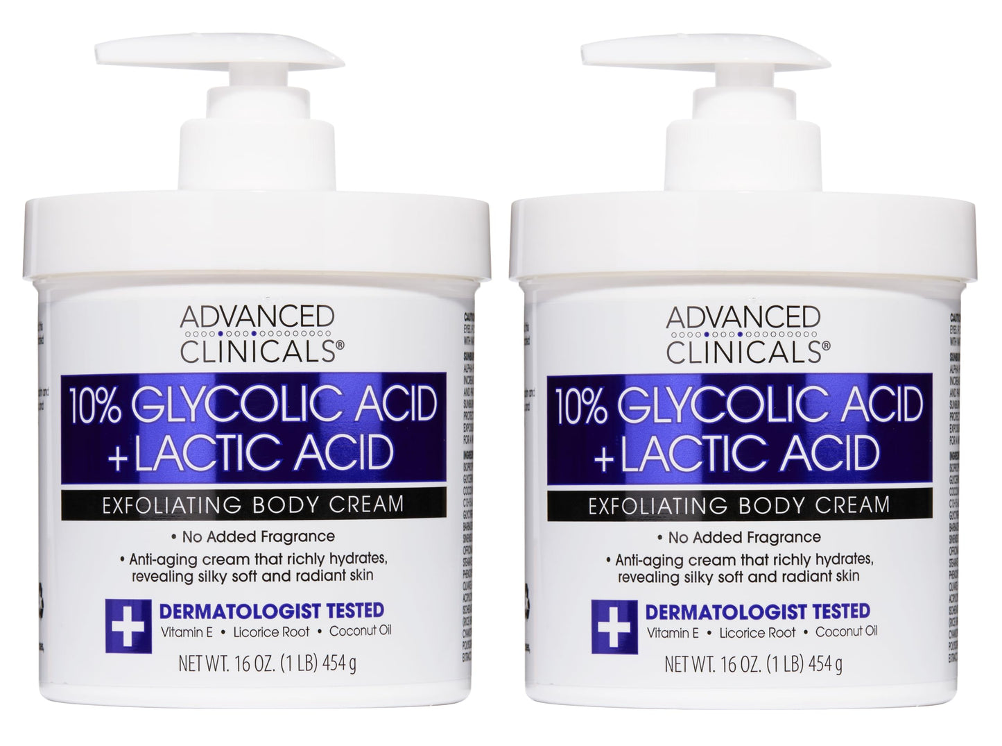 Advanced Clinicals 10% Glycolic Acid + Lactic Acid Lotion Exfoliant Moisturizing Cream With Hyaluronic Acid Moisturizer | AHA Exfoliating Body Cream Beauty & Personal Care Advanced Clinicals
