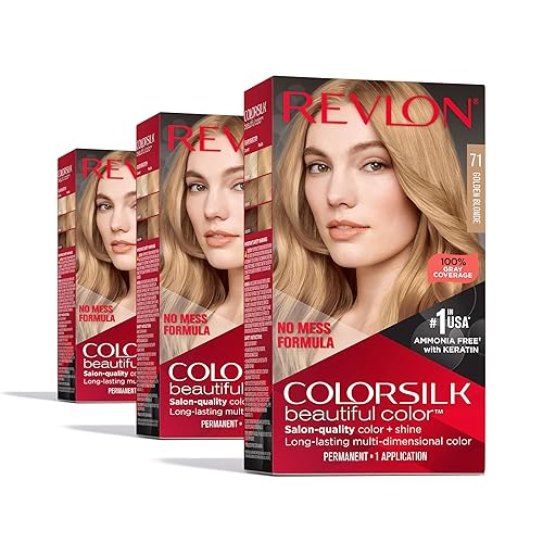 Revlon Colorsilk Beautiful Color Permanent Hair Color, (OLD VERSION) 71 Golden Blonde (Pack of 3) Beauty & Personal Care REVLON