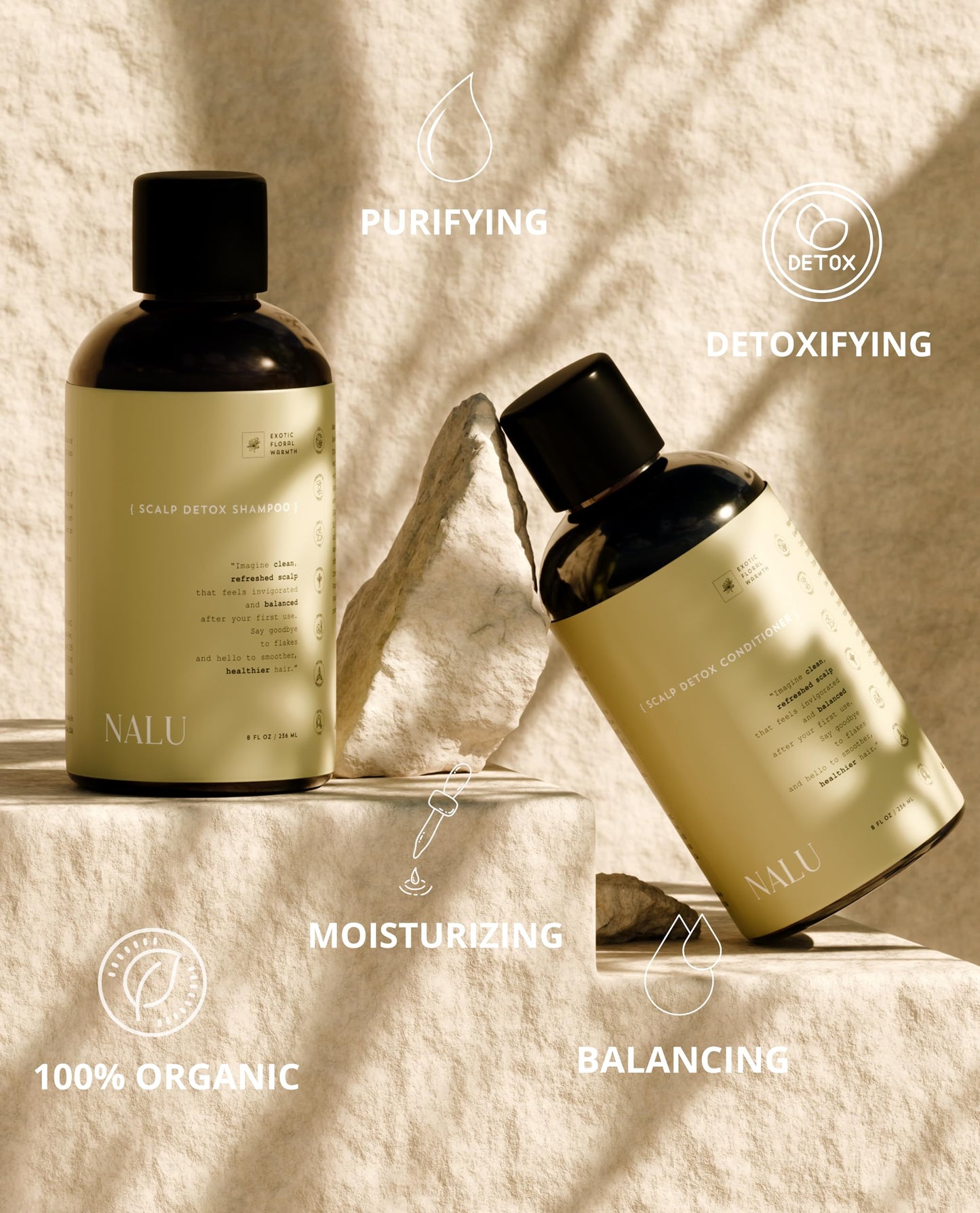 NALU Scalp Detox Organic Shampoo and Conditioner Set - Purify, Revitalize and Balance for Healthy Hair Growth. Anti-Dandruff. 8 Fl Oz Each. Beauty & Personal Care NALU