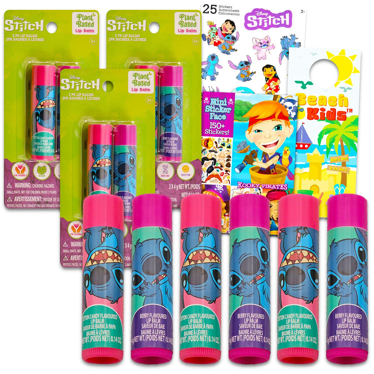 Stitch Lip Balm Tube Bundle for Girls - 6 Pack of Stitch Lip Balm in Assorted Flavors Plus Stickers, More | Stitch Party Favors Beauty & Personal Care Lilo and Stitch