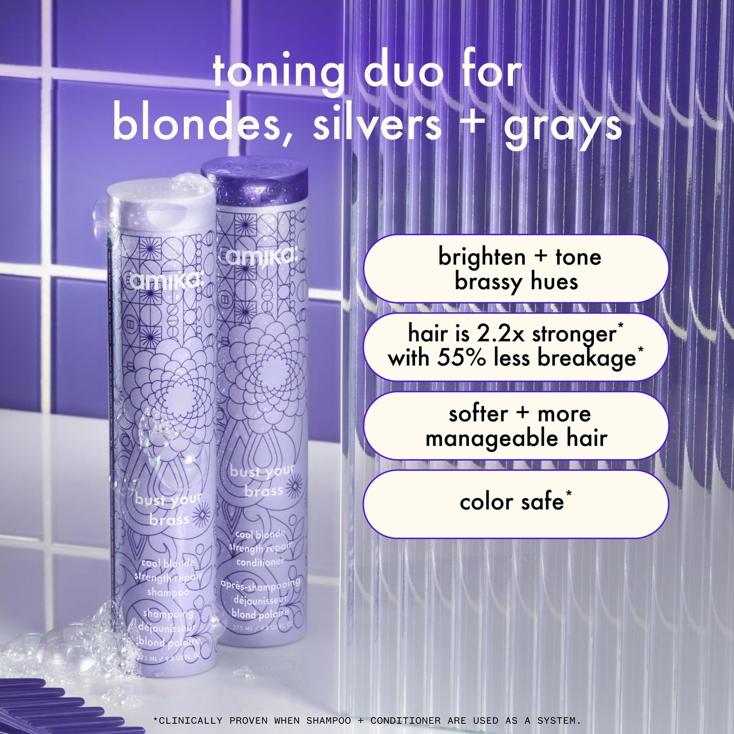 amika bust your brass cool blonde strength repair conditioner, 1000ml Beauty & Personal Care Amika