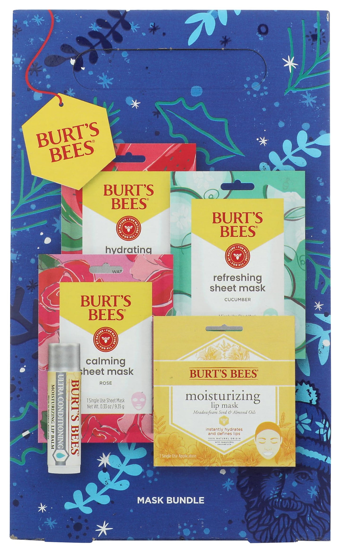 Burt's Bees Mask Bundle: Lip Balm, Lip Mask and Face Sheet Mask Gift Set, 5 Pieces, Rose Beauty and Personal Care Burt's Bees