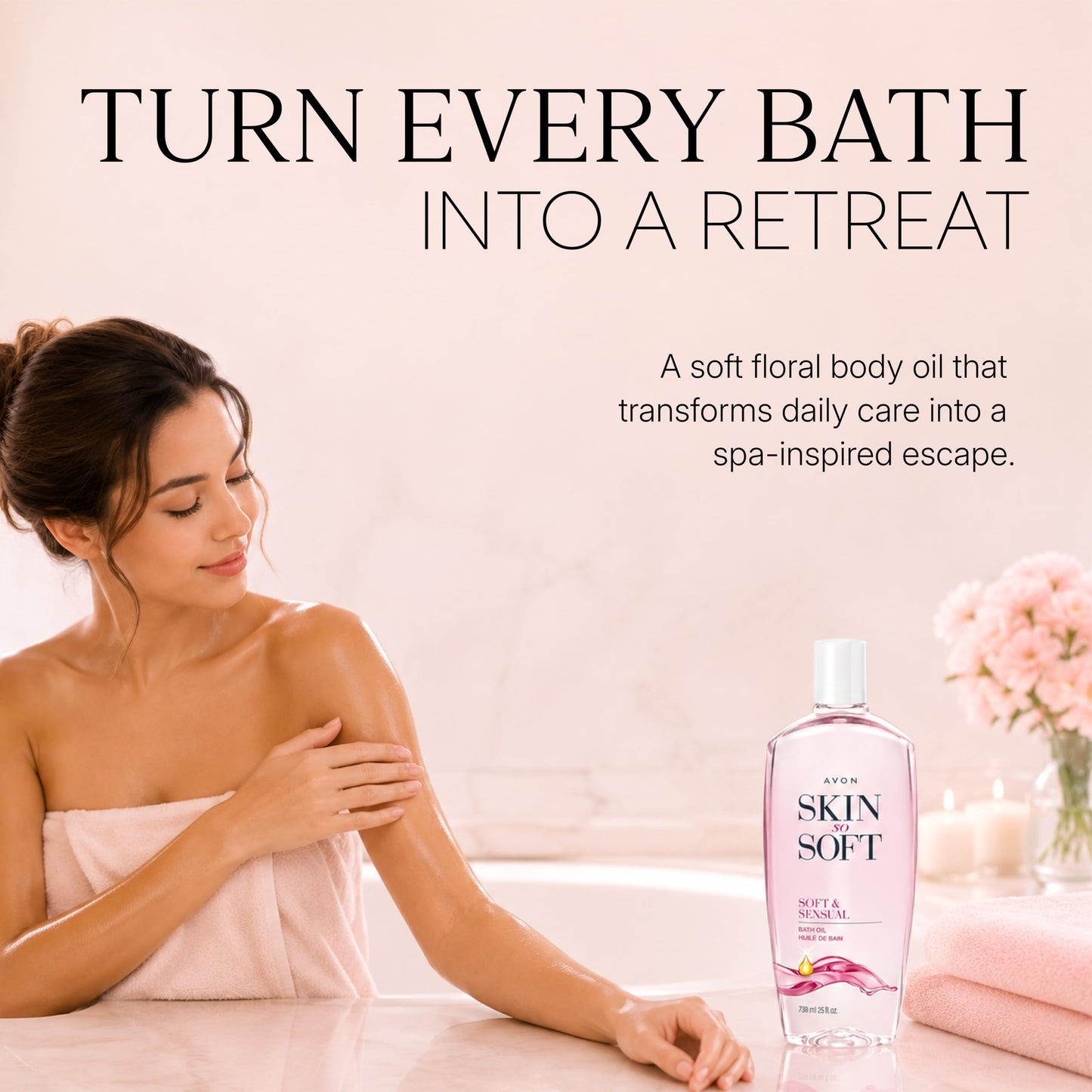 AVON Skin So Soft Bonus-Size Soft & Sensual Bath Oil for Women - 25 fl oz, Scented Moisturizer for Dry Skin - Deeply Hydrating Body Oil for Bath Beauty and Personal Care AVON
