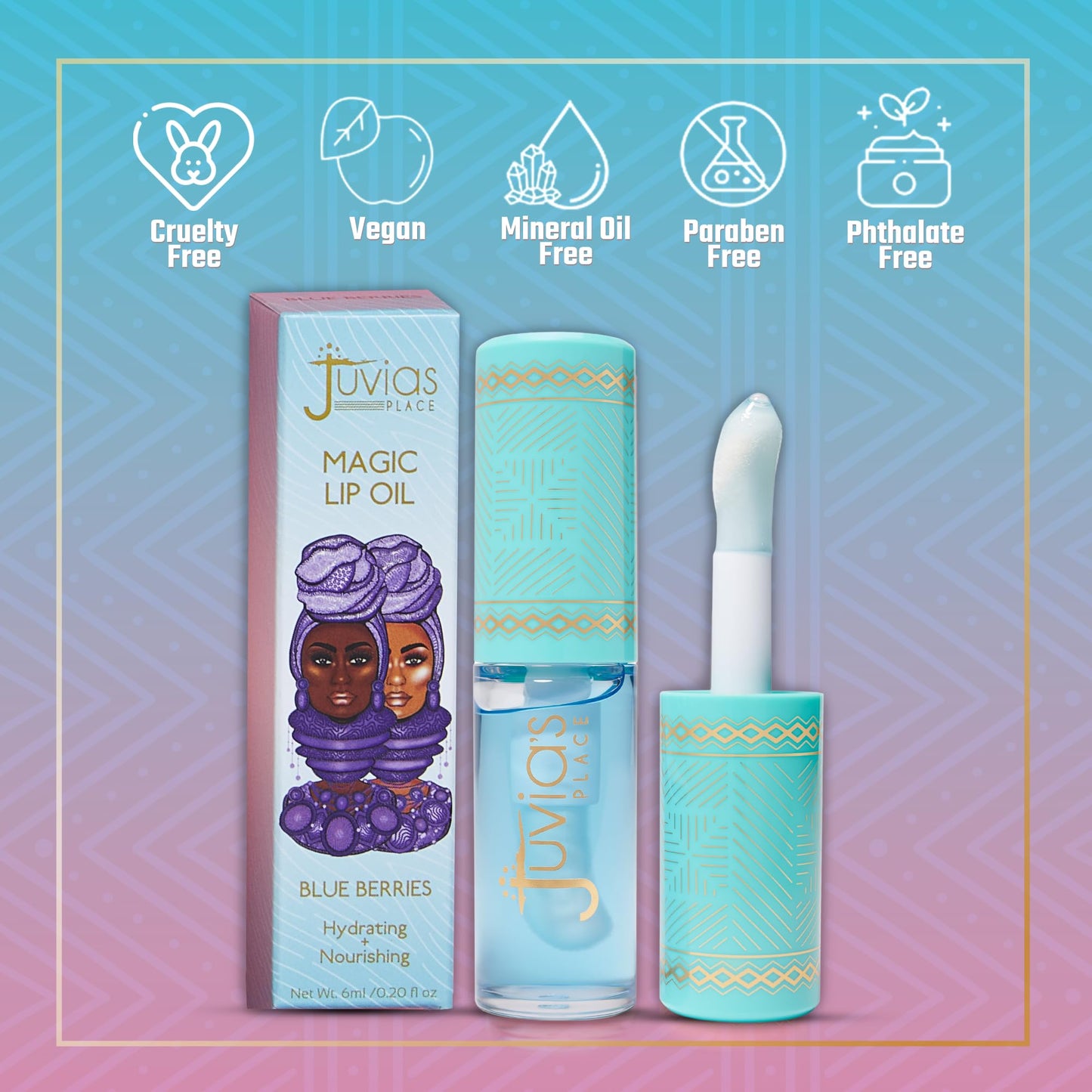 Juvia's Place Magic Lip Oil - Blue Berries - Smooth, Hydrating w/Vitamin E for Soft, Glossy, Juicy Lips - Infused with Fruit Extracts - Tinted, Beauty & Personal Care Juvia's Place