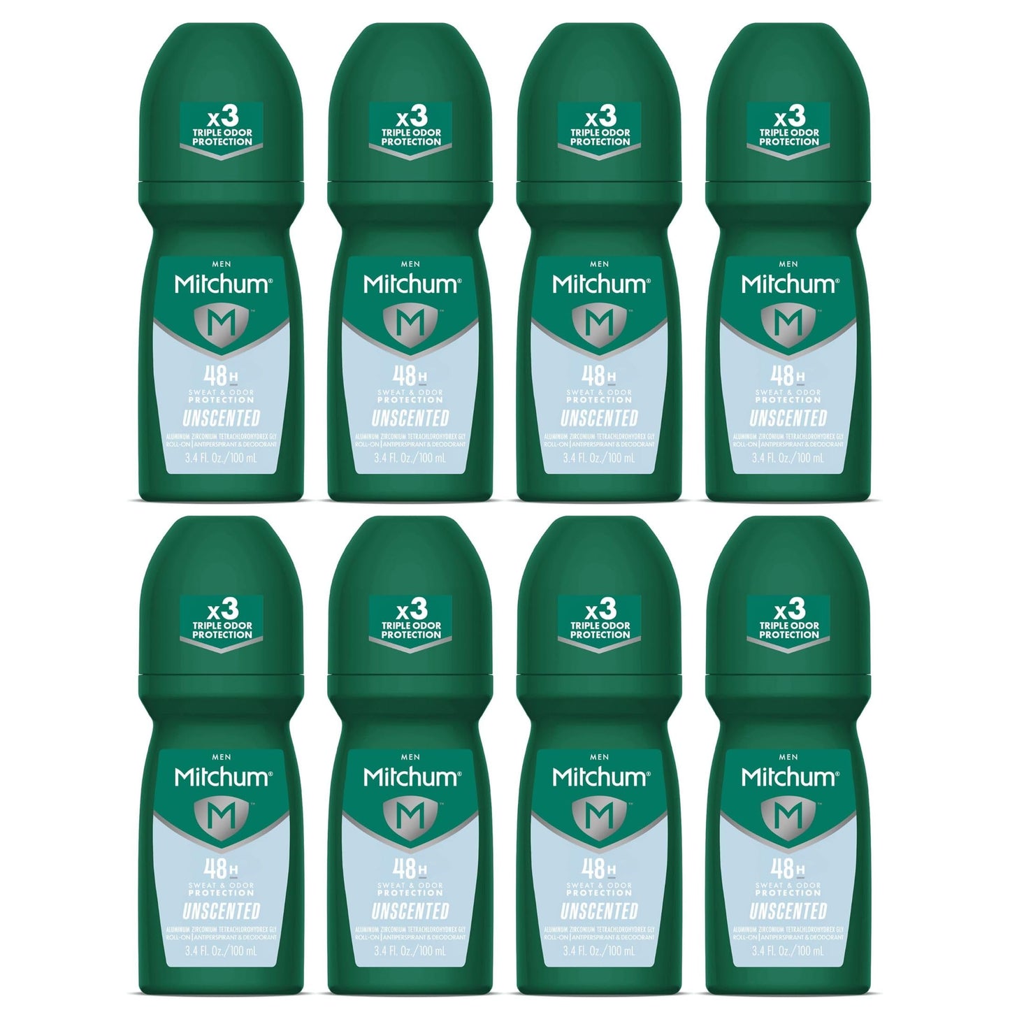 Mitchum Invisible Anti-Perspirant & Deodorant Roll-On, Unscented 3.4 oz (Pack of 8) Beauty and Personal Care Mitchum