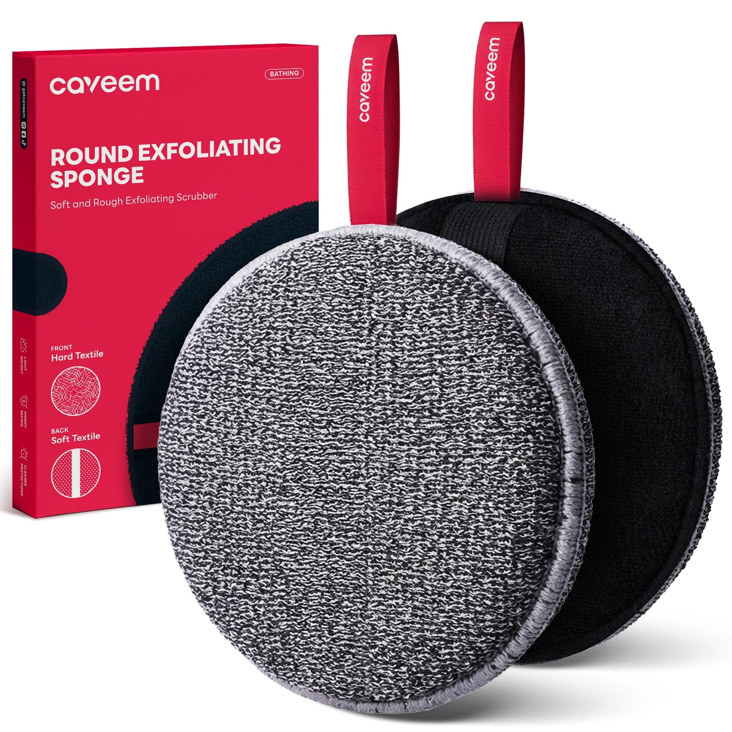 Caveem Exfoliating Body Scrubber, Bath and Body Scrub Buffer, Body Exfoliator for Remove Dead Skin, Gentle and Rough Lightweight Sponge for Shower (2 Beauty and Personal Care CAVEEM