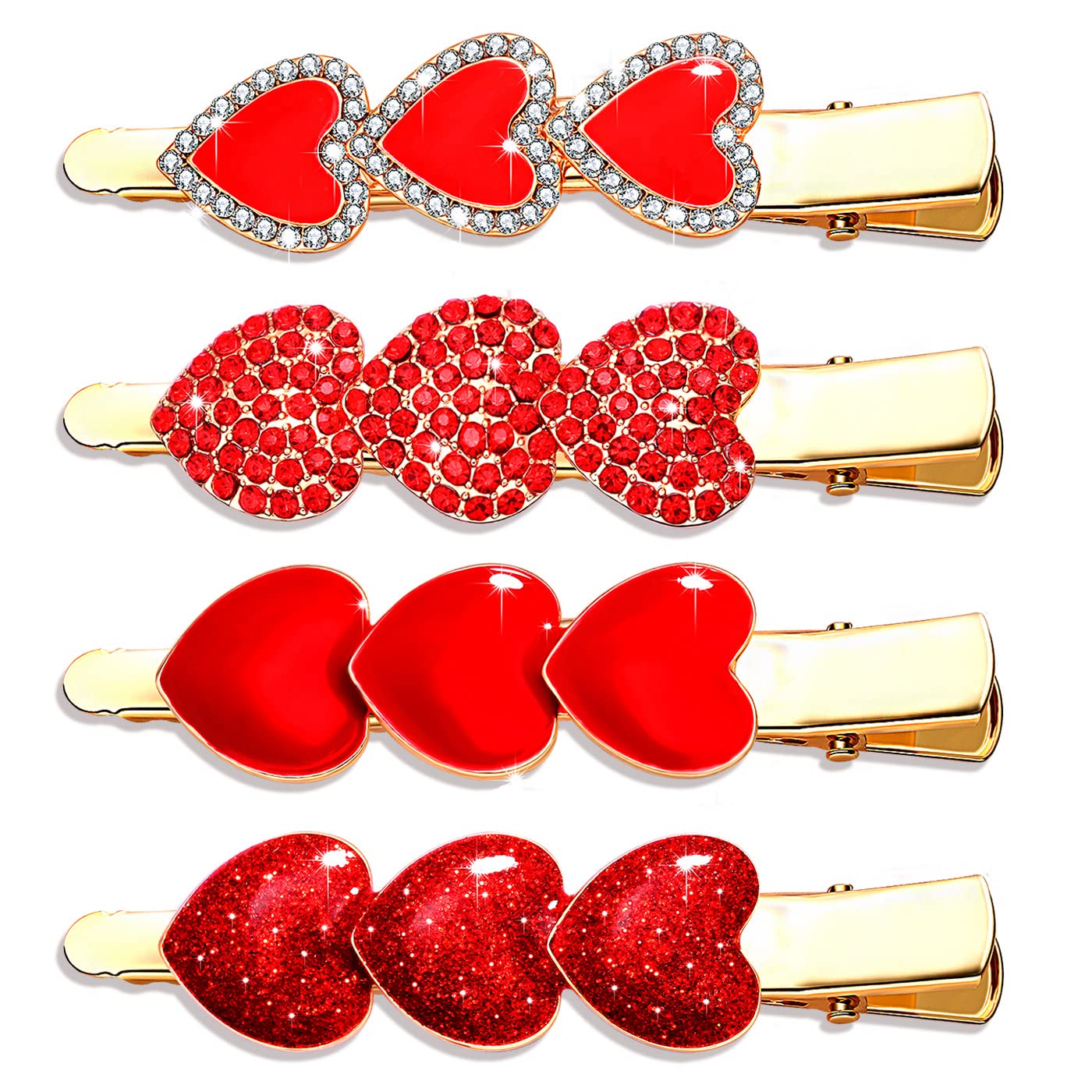 PHALIN 4PCS Valentine’s Day Hair Clips Rhinestone Heart Hairpins for Women Sweet Love Alligator Clips Barrettes Sparkling Styling Hair Accessory (4PCS Beauty & Personal Care PHALIN