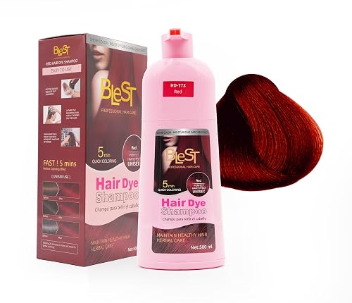 BLEST PROFESSIONAL HAIR CARE Hair Dye 2-in-1 Shampoo Color for Quick Gray Coverage - Semi Permanent Hair Color for Men and Women - 500ml (Red) Beauty & Personal Care BLEST PROFESSIONAL HAIR CARE