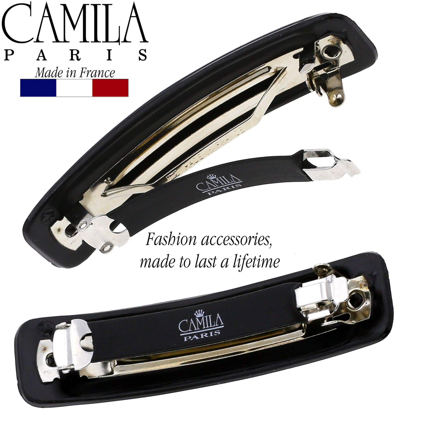 Camila Paris CP3019 French Hair Barrette Clip for Girls, Black, Rubberized Metal Clasp Strong Hold Grip Hair Clips for Women, No Slip Durable Beauty & Personal Care Camila