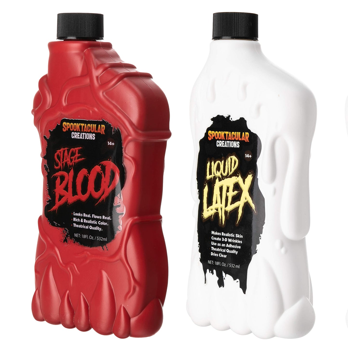 Spooktacular Creations 18 oz Liquid Latex & 18 oz Halloween Blood Bottle Fake Blood Stage Blood for Halloween Costume, Zombie and Monster Makeup Beauty & Personal Care Spooktacular Creations