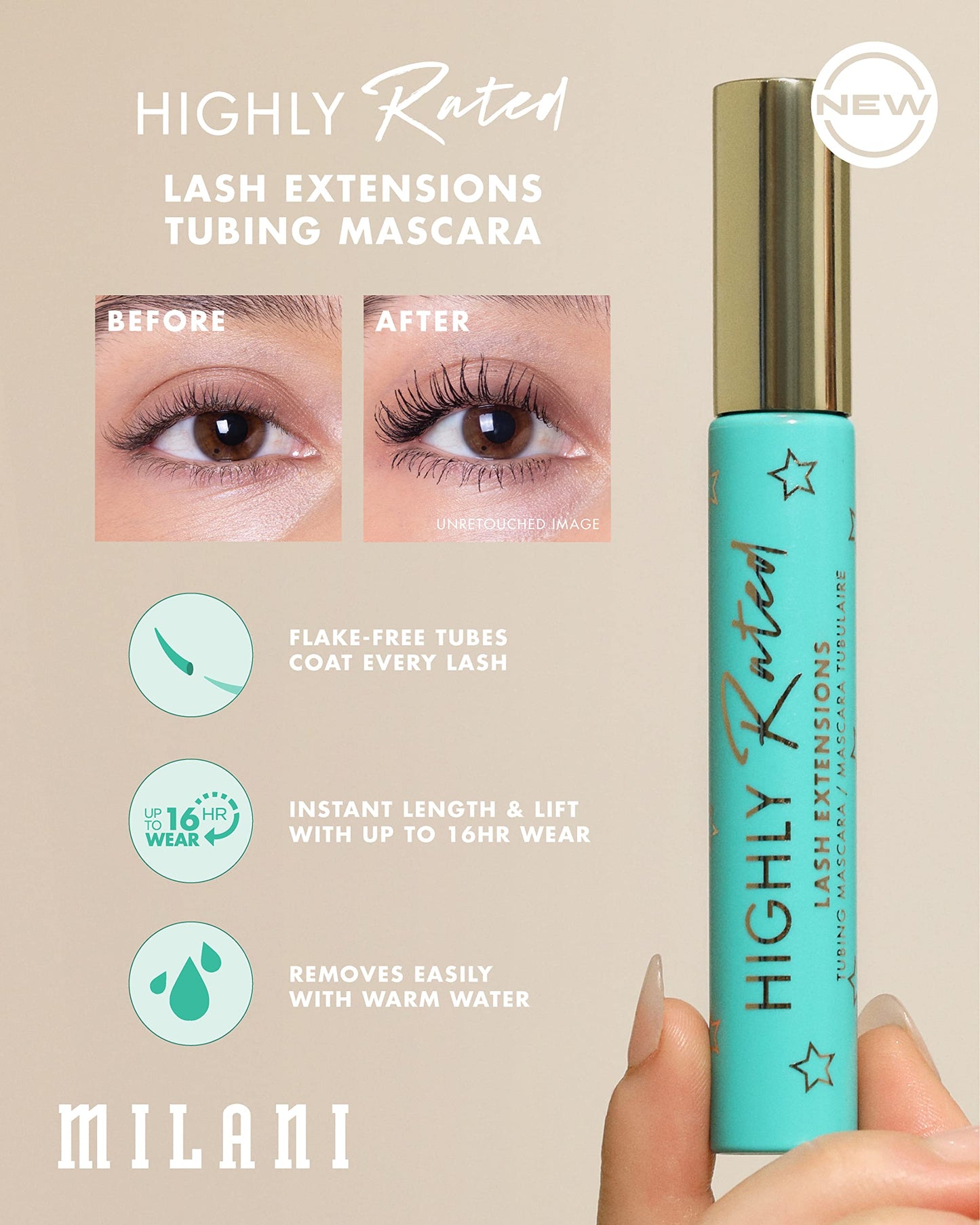 Milani Tubing Mascara, Highly Rated Lash Extensions Tubing Mascara Black for Added Length and Lift, Shea Butter to Nourish and Condition Lashes Beauty & Personal Care Milani