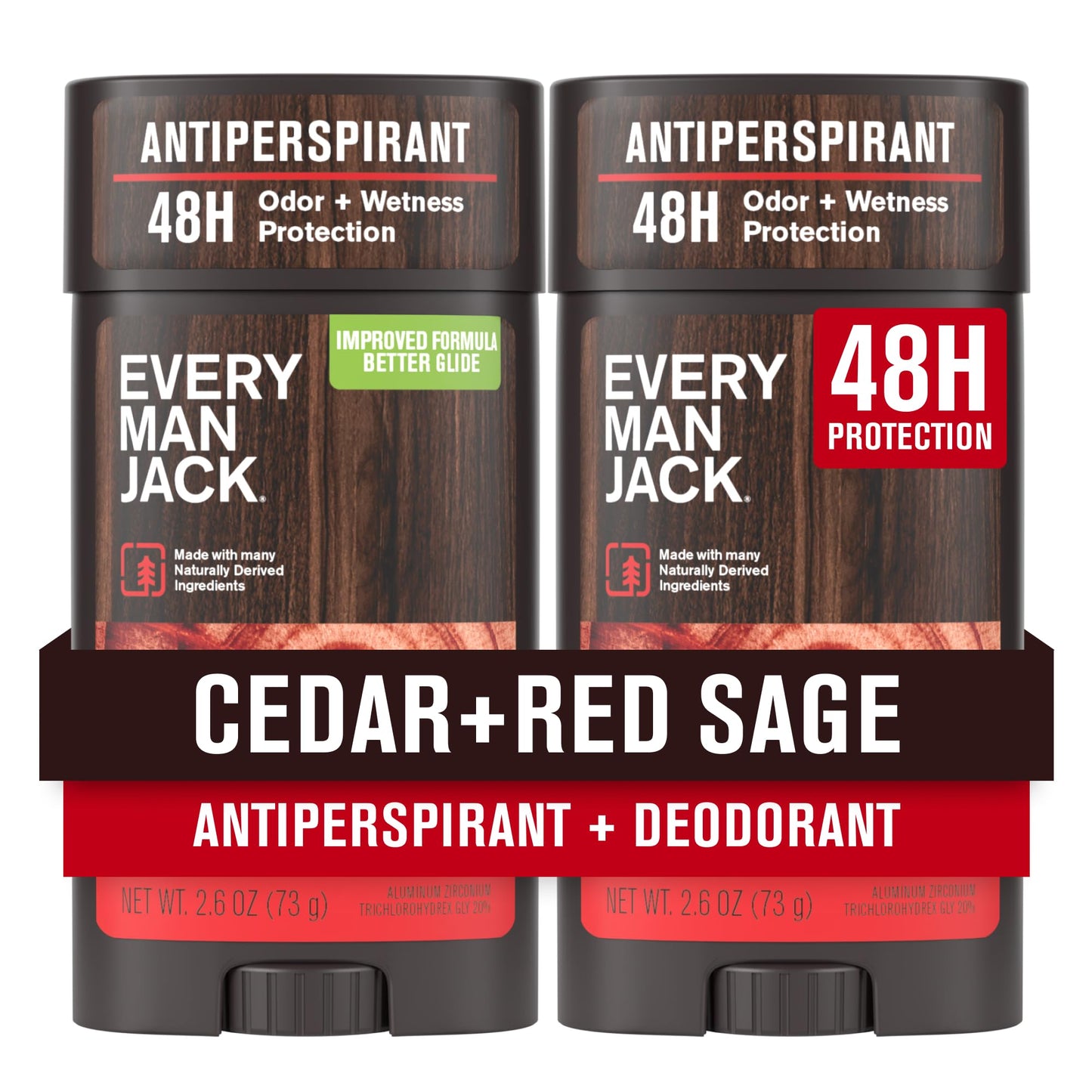 Every Man Jack Men’s Cedar + Red Sage Antiperspirant Deodorant - New & Improved Formula - 48-Hour Odor & Sweat Defense- 2.6 oz (2 Pack) Beauty and Personal Care Every Man Jack Default Title