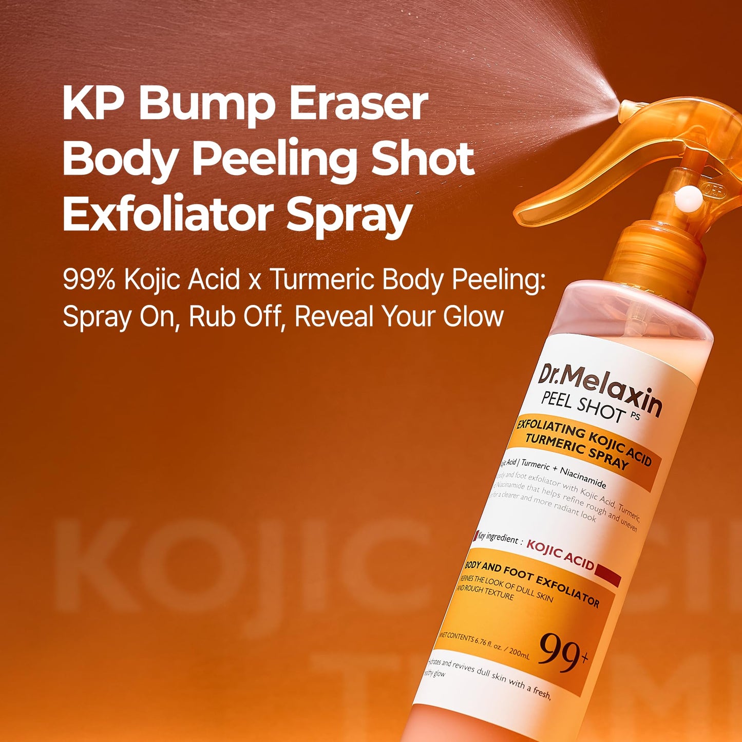Dr.Melaxin Peel Shot Kojic Acid Turmeric Body Exfoliator Spray 6.76 fl.oz - AHA PHA Niacinamide Body Scrub for KP Bumps, Dark Spots, Uneven Skin Tone Beauty and Personal Care Dr.Melaxin