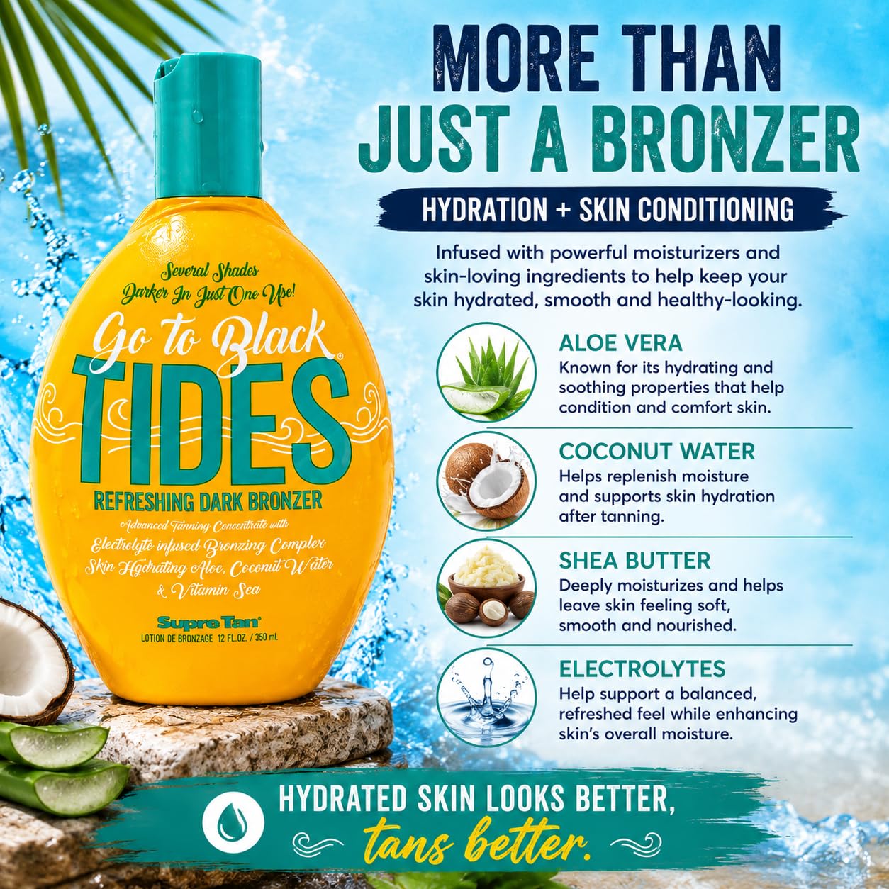 Go to Black Tides Refreshingly Dark Bronzer with DHA, Erythrulose & Melanin 12oz Beauty & Personal Care Supre