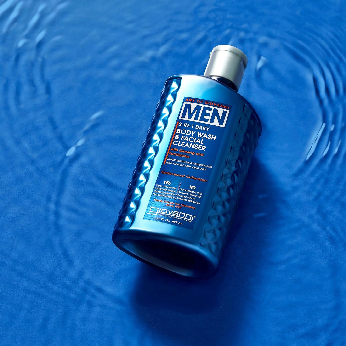 GIOVANNI Men 2-in-1 Body & Face Wash - Hydrating Shower Gel for Men, Face & Body Cleanser, Fresh Sandalwood & Vetiver Scented, Daily Skin Care - 16.9 Beauty & Personal Care GIOVANNI