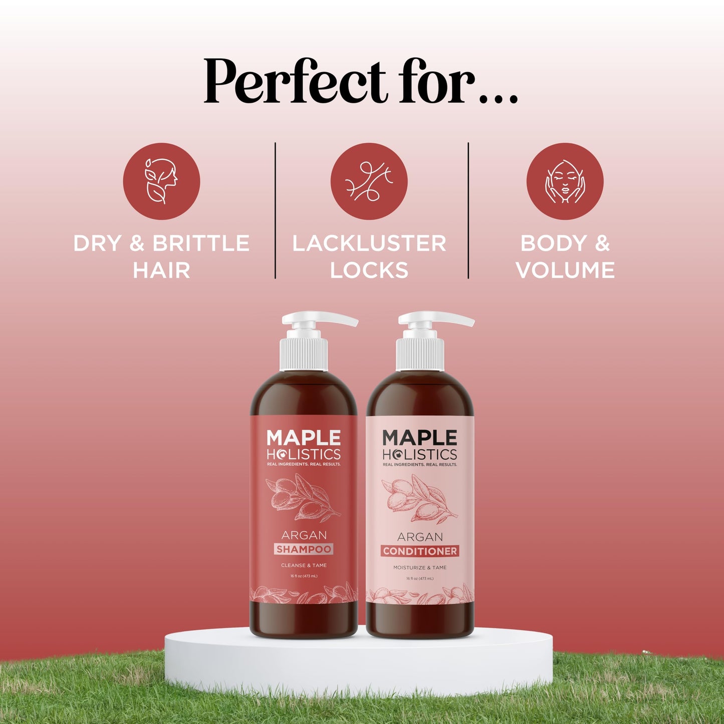 Argan Oil Shampoo and Conditioner for Dry Hair - Paraben and Sulfate Free Shampoo and Conditioner Set for Dry Hair Frizz Curl Care and Split Ends Beauty & Personal Care Maple Holistics