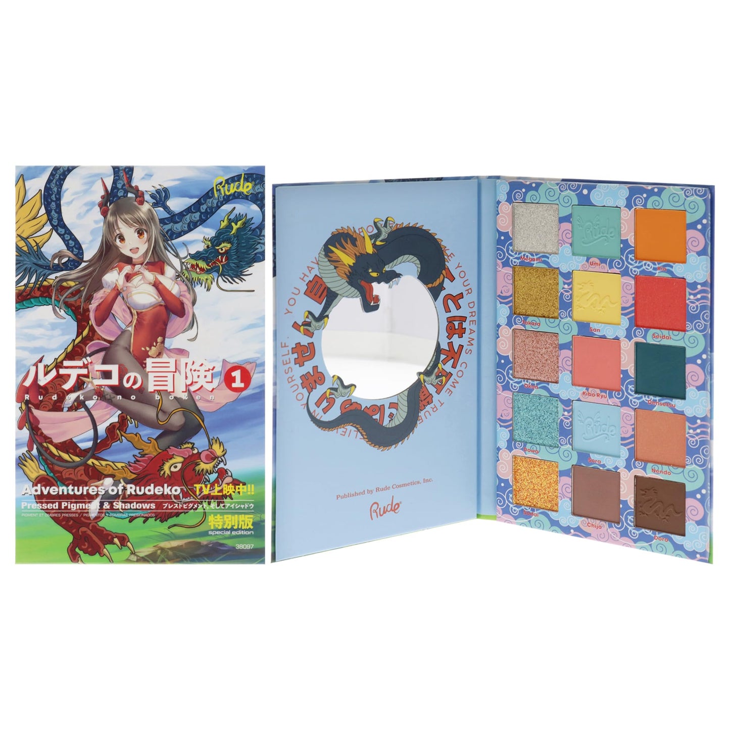 Rude Cosmetics Manga Collection Pressed Pigments and Shadows Palette - Adventures of Rudeko for Women - 0.77 oz Eye Shadow Beauty & Personal Care RUDE