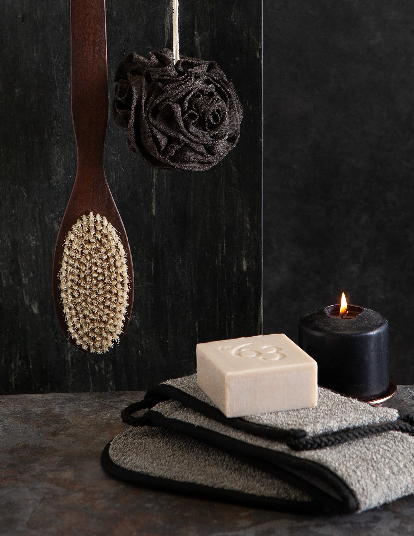 Urbana Spa Prive Men's Bamboo Charcoal Collection, Shower Pouf, Brown (6338) Beauty and Personal Care Urbana