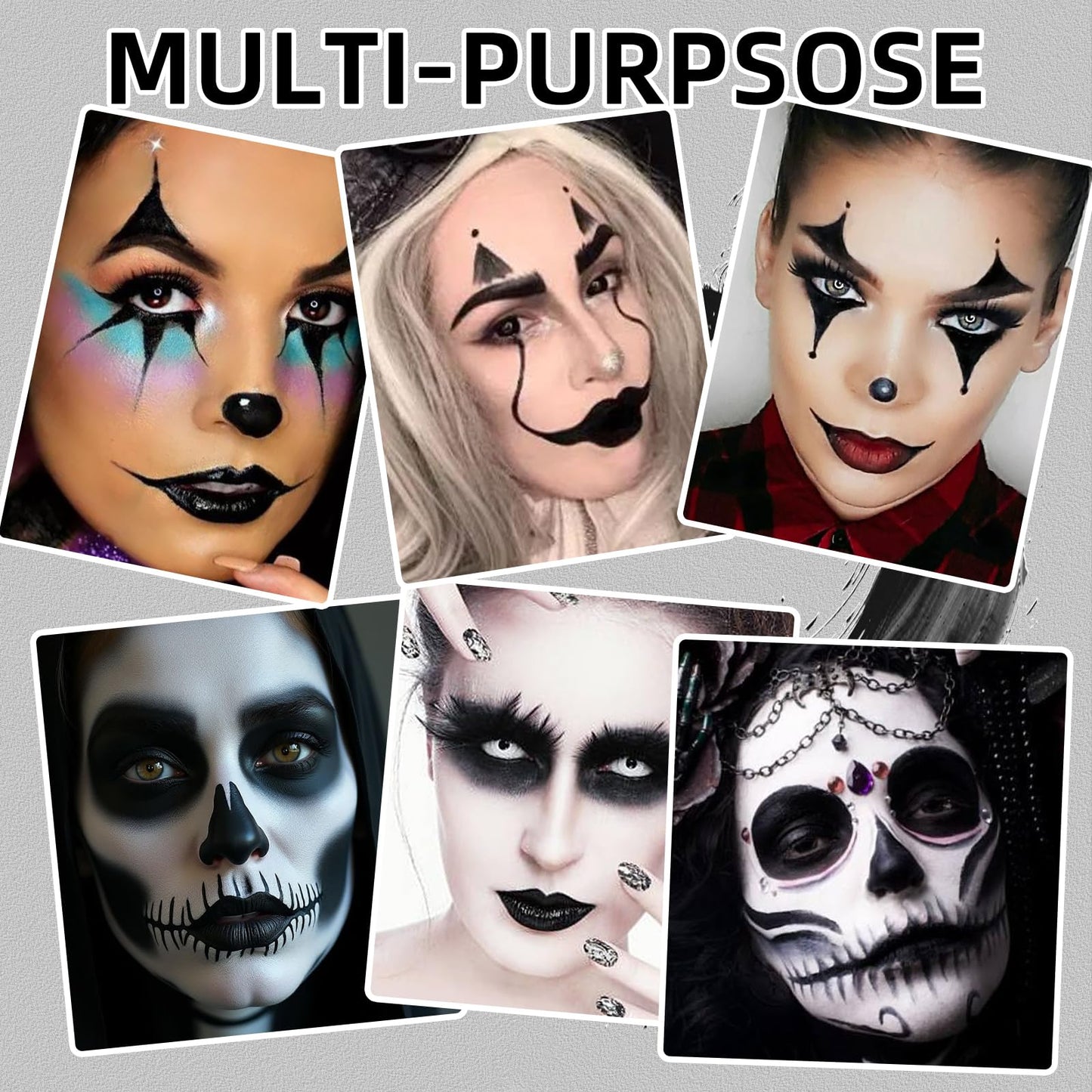 White Black Oil Face Body Paint Set, Halloween Skeleton Makeup Kit with 2 Brushes, Professional Black and White Face Painting Kit for Halloween Make Beauty & Personal Care Js2U ZW