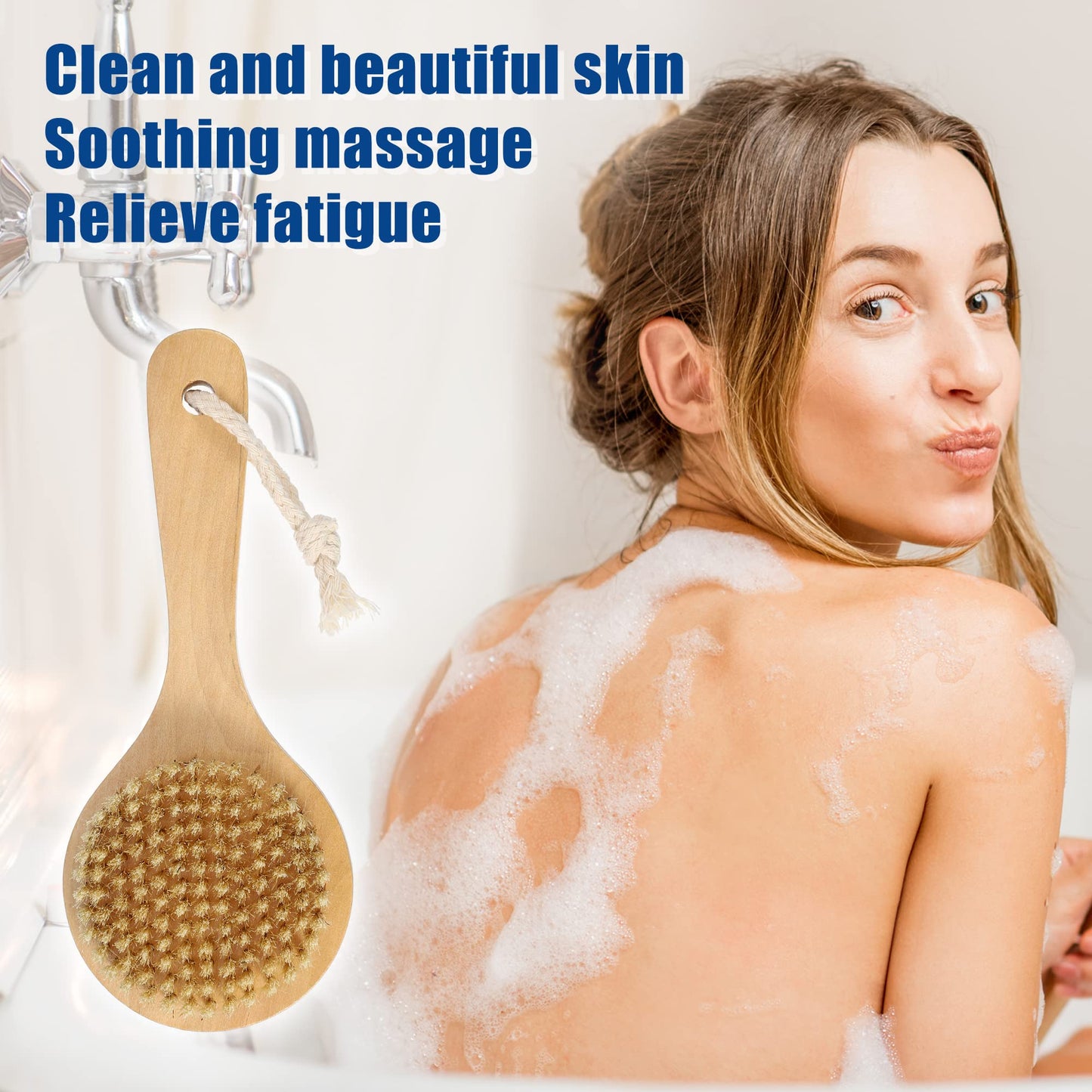 VOCOSTE 1 Pcs Bath Brush, Back Scrubber Wood for Shower with Short Handle, Brown, 7.9 Inches Beauty and Personal Care VOCOSTE