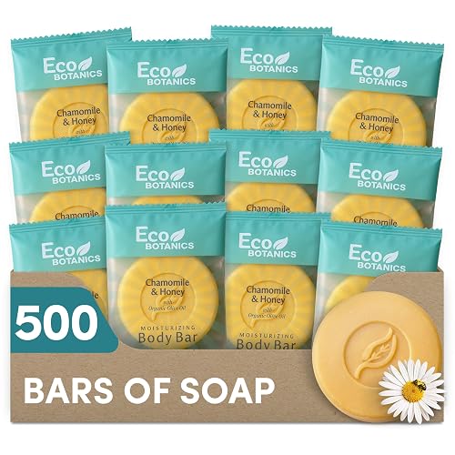 Eco Botanics Travel Size Hotel Body Bar 500 Count 0.89 oz Bottles Guest Amenities for Hotels Vacation Rentals & Short Term Rentals Paraben Free White Beauty & Personal Care Eco Botanics