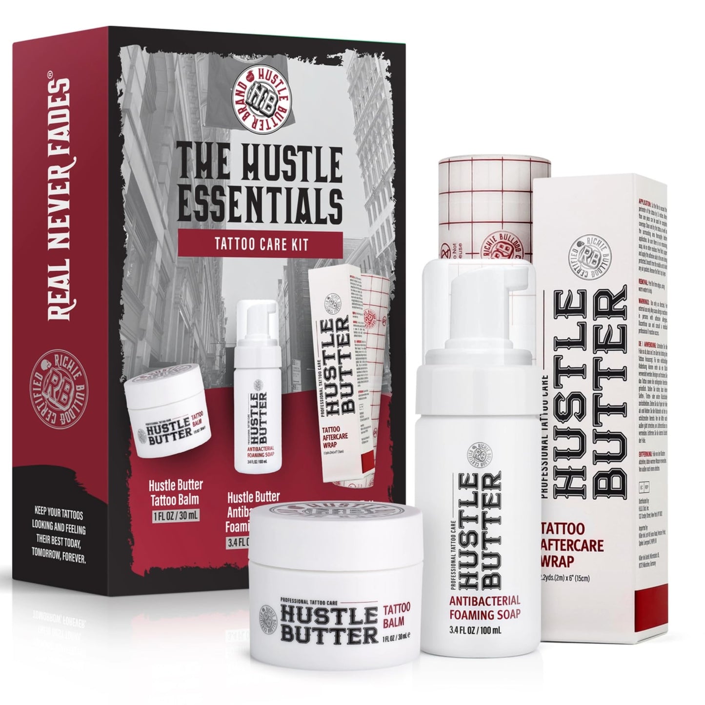 Hustle Butter Tattoo Aftercare Kit - Tattoo Balm, Antibacterial Soap, and Aftercare Wrap - TSA-Friendly Balm & Soap - Easy Removal, Mess-Free Wrap Beauty and Personal Care Hustle Butter Deluxe Default Title