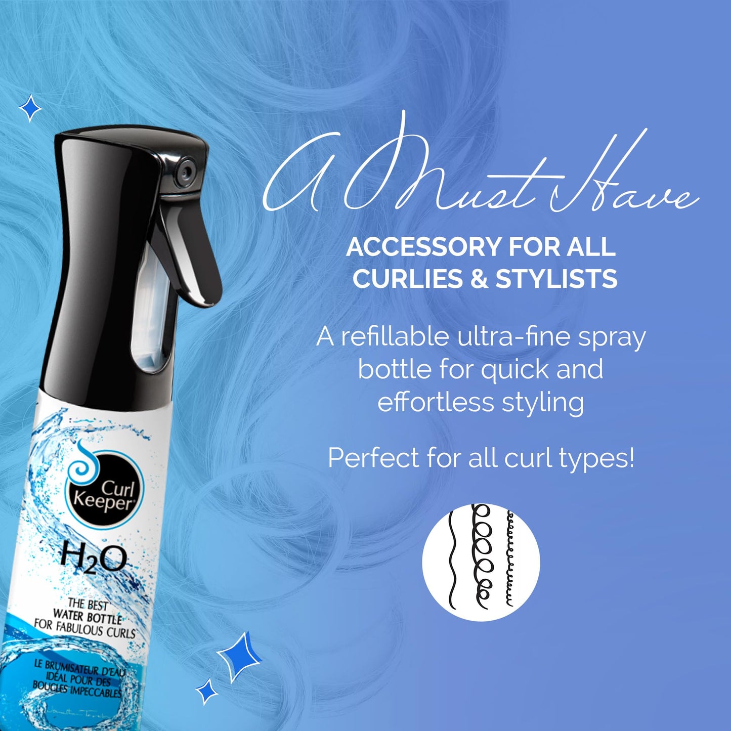 CURLY HAIR SOLUTIONS Curl Keeper H2O Water Bottle,12oz Beauty & Personal Care Curly Hair Solutions