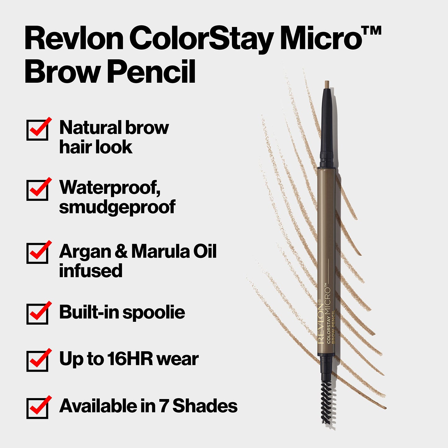 Revlon ColorStay Micro Eyebrow Pencil with Built In Spoolie Brush, Infused with Argan and Marula Oil, Waterproof, Smudgeproof, 452 Auburn, 0.003 oz Beauty & Personal Care REVLON