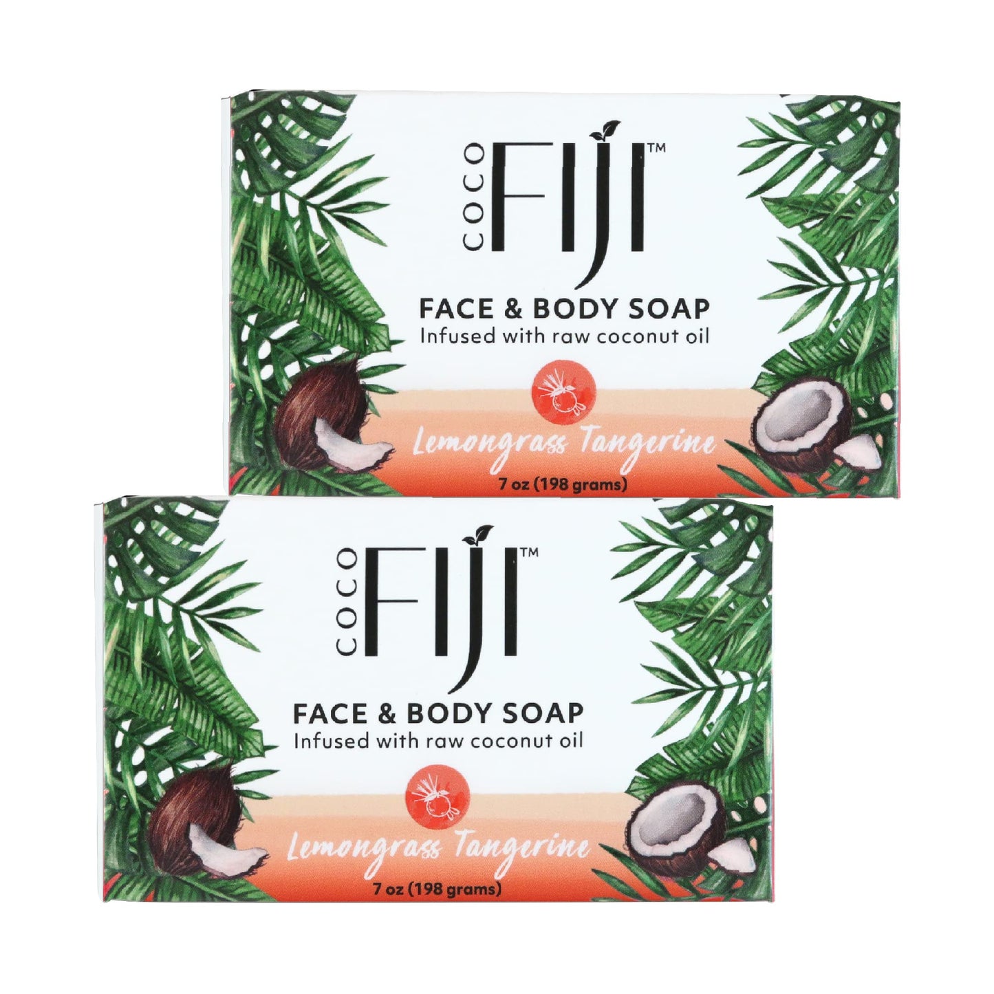 "Coco Fiji Soap Bar for Face and Body Infused With Organic Coconut Oil, Lemongrass Tangerine Essential Oil, Natural Soap for Moisturizing & Pore Beauty & Personal Care Organic Fiji