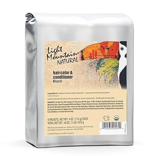Light Mountain Henna Hair Color & Conditioner - Black Hair Dye for Men/Women, Organic Henna Leaf Powder and Botanicals, Chemical-Free, Semi-Permanent Beauty & Personal Care LIGHT MOUNTAIN