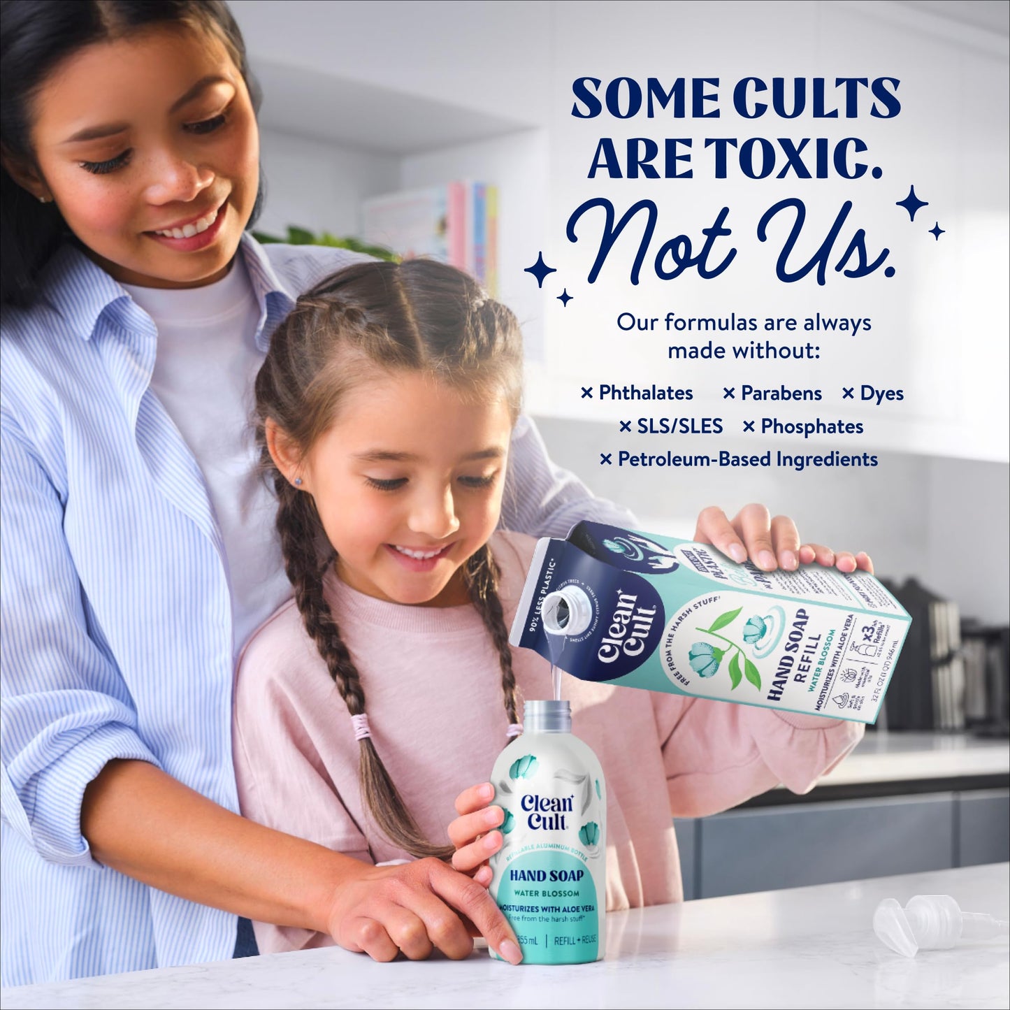 Cleancult Liquid Hand Soap Refill - Water Blossom - Moisturizes Dry & Sensitive Skin - Made with Aloe Vera & Essential Oils - Eco Friendly Beauty & Personal Care Cleancult