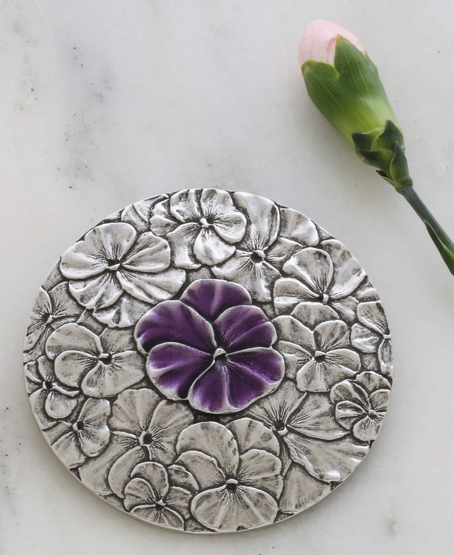 DANFORTH - Pewter Pansy Purse Mirror - Handmade Hand-Held Mirror for Women - Purple Flower Gift Accessories - Made in USA (3 inches) Beauty & Personal Care DANFORTH