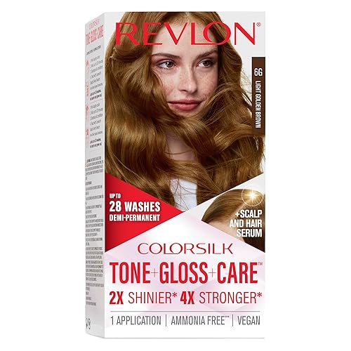 Revlon ColorSilk Tone + Gloss + Care Demi Permanent Hair Color, Dye Kit with Leave-In Scalp and Haircare Serum, 2x Shinier, 4x Stronger, 6G Light Beauty & Personal Care REVLON