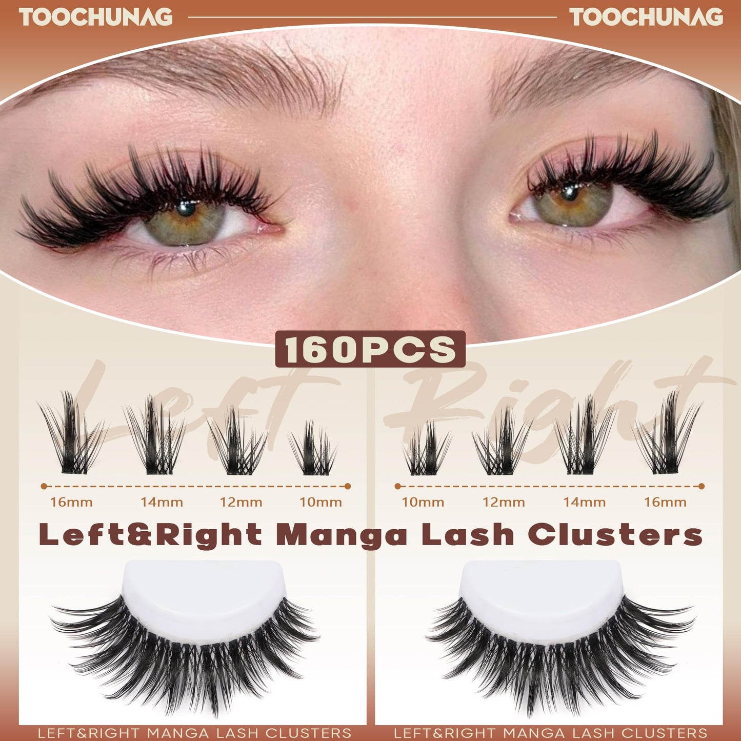 Manga Lash Clusters Spiky Eyelash Clusters Wispy Individual Lashes Extension 160pcs DIY Cluster Eyelash Extensions 10-16mm D Curly Natural Individual Beauty and Personal Care TOOCHUNAG