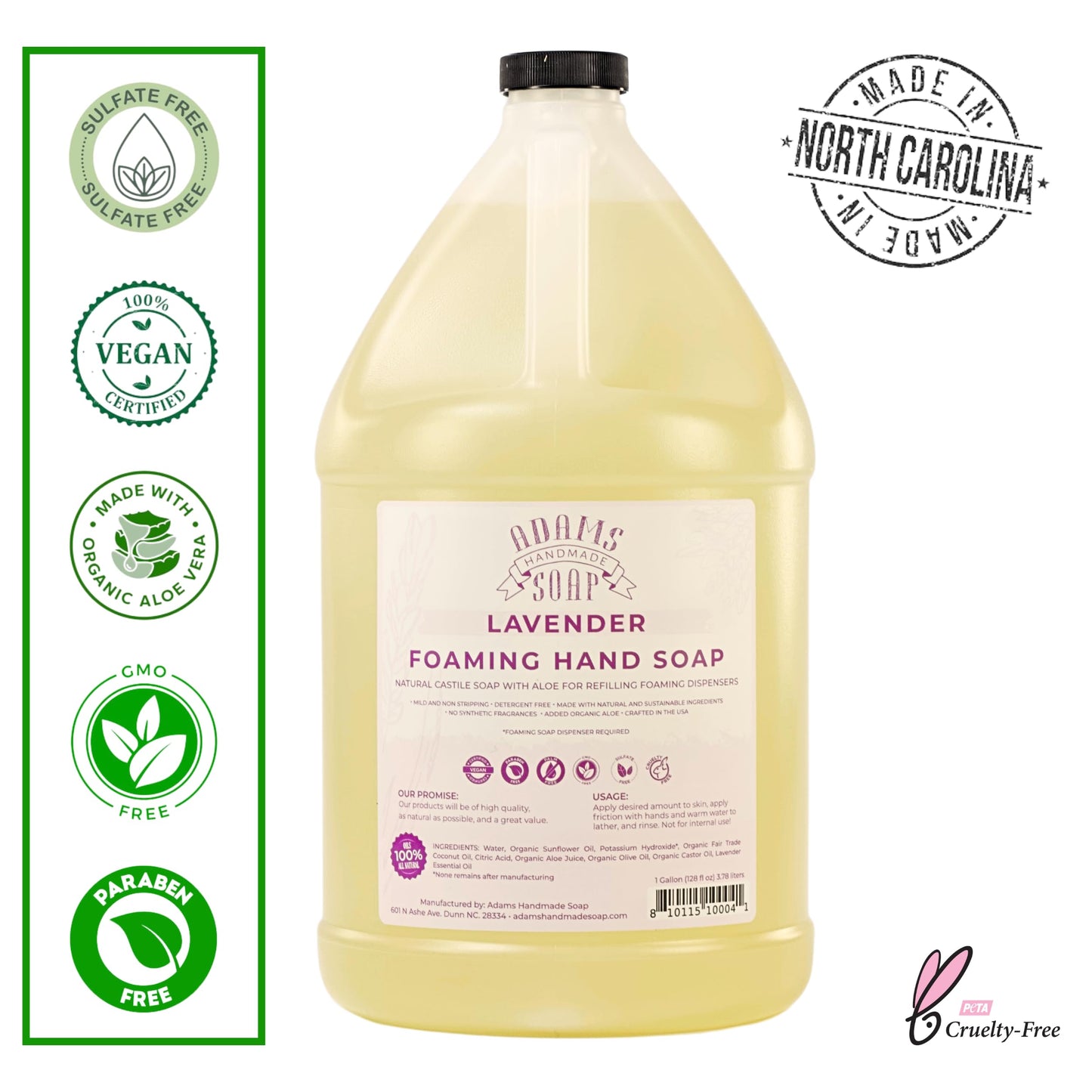 Adams Handmade Soap Liquid Foaming Soap 1 Gal (Lavender, 1 pack) Beauty & Personal Care Adams Handmade Soap