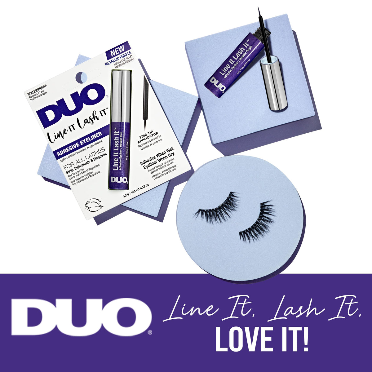 DUO Line It Lash It Adhesive Eyeliner - Metallic Purple, Waterproof, Long-Lasting Lash Glue Liner for Strip & Magnetic Lashes, 0.12 oz