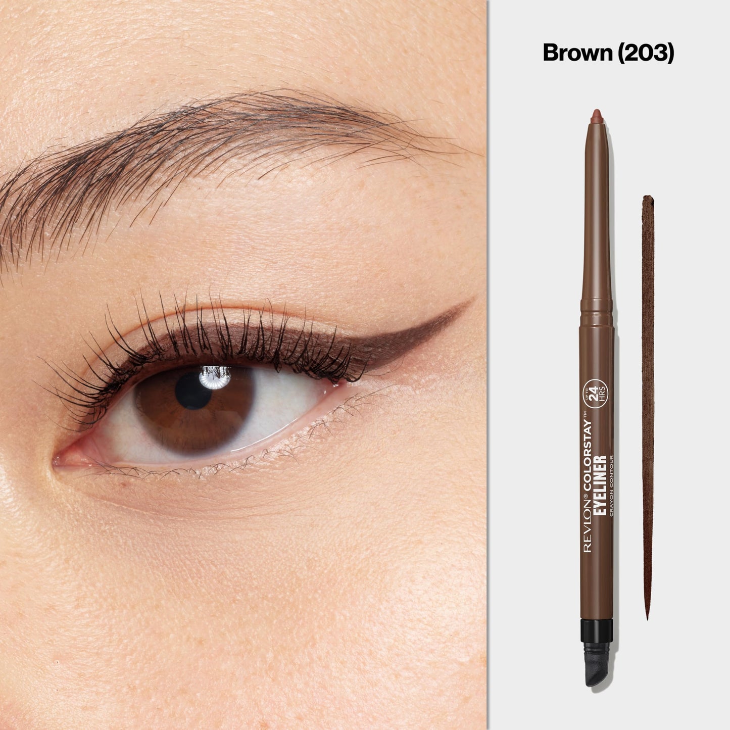 Revlon ColorStay Pencil Waterproof Eyeliner, Smudge-Proof, Eye Makeup with Built-In Sharpener, Stocking Stuffer for Women, 203 Brown, 0.01 oz Beauty & Personal Care REVLON