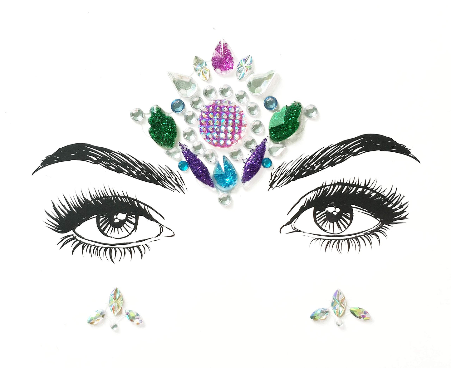 Christmas Face Gems,3PCS Crystal Body Glitter Face Stickers Festival Makeup Jewels Temporary Tattoo Glitter Rhinestone Adhesive for Face Eyes Body Beauty & Personal Care Cheeroyal