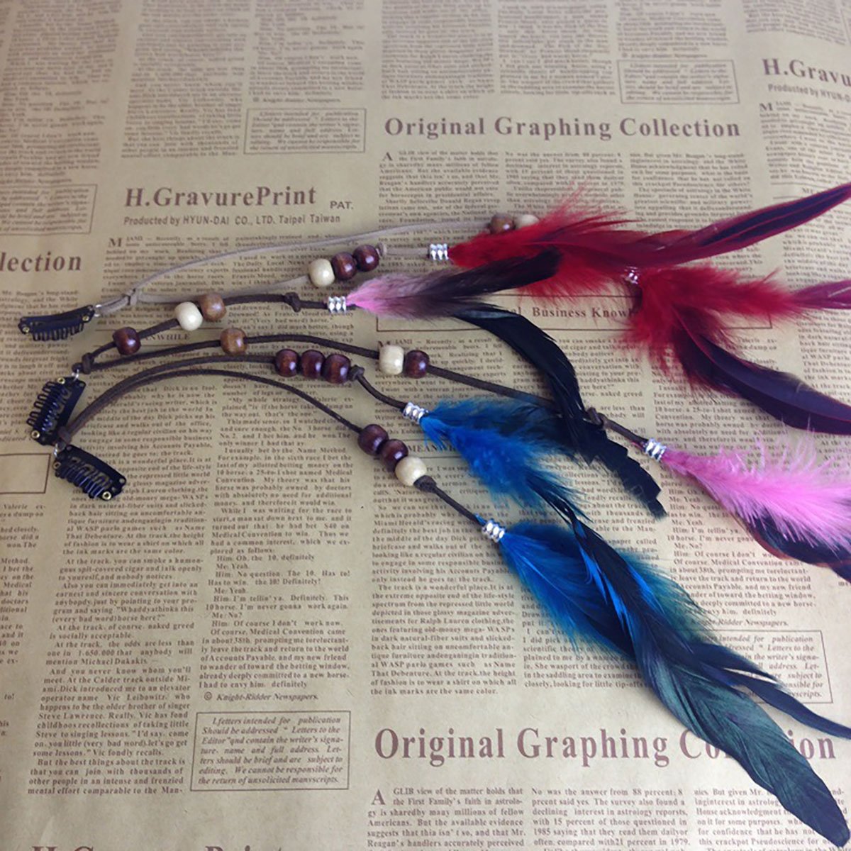 Set of 6 Handmade Boho Hippie Hair Extensions with Feather Clip Comb Hairpin Headdress DIY Accessories for Women Lady Beauty & Personal Care Fodattm