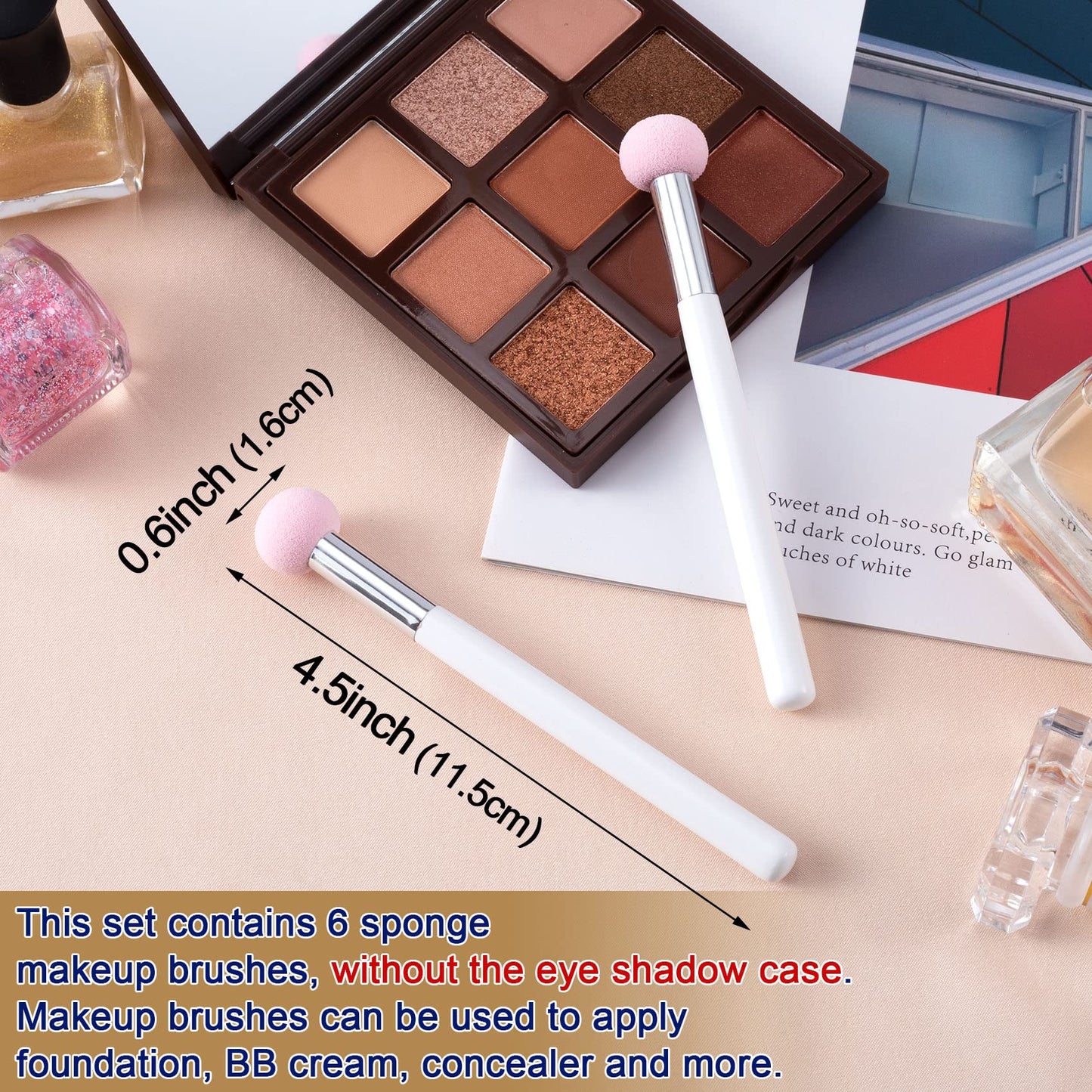 PAGOW 6pcs Sponge Makeup Applicator With Handle, Sponge Eyeshadow Applicators Makeup, Eyeshadow Sponge Brush, Cotton Eye Makeup Eyeshadow Brushes Beauty & Personal Care PAGOW