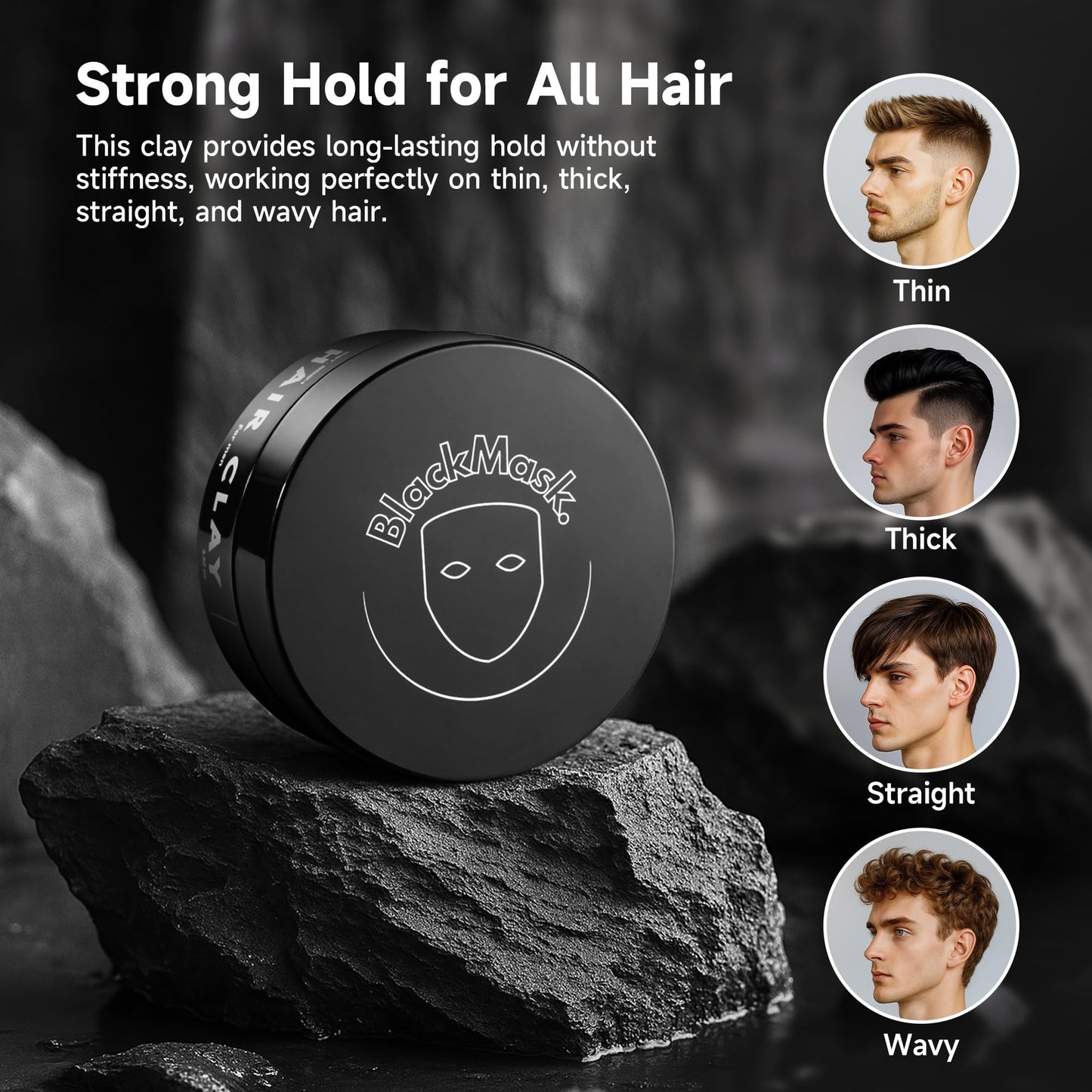 BlackMask Hair Clay for Men (3.52 oz) Matte Finish with Strong Hold, Hair Styling Clay, Adds Texture & Volume Beauty and Personal Care BlackMask