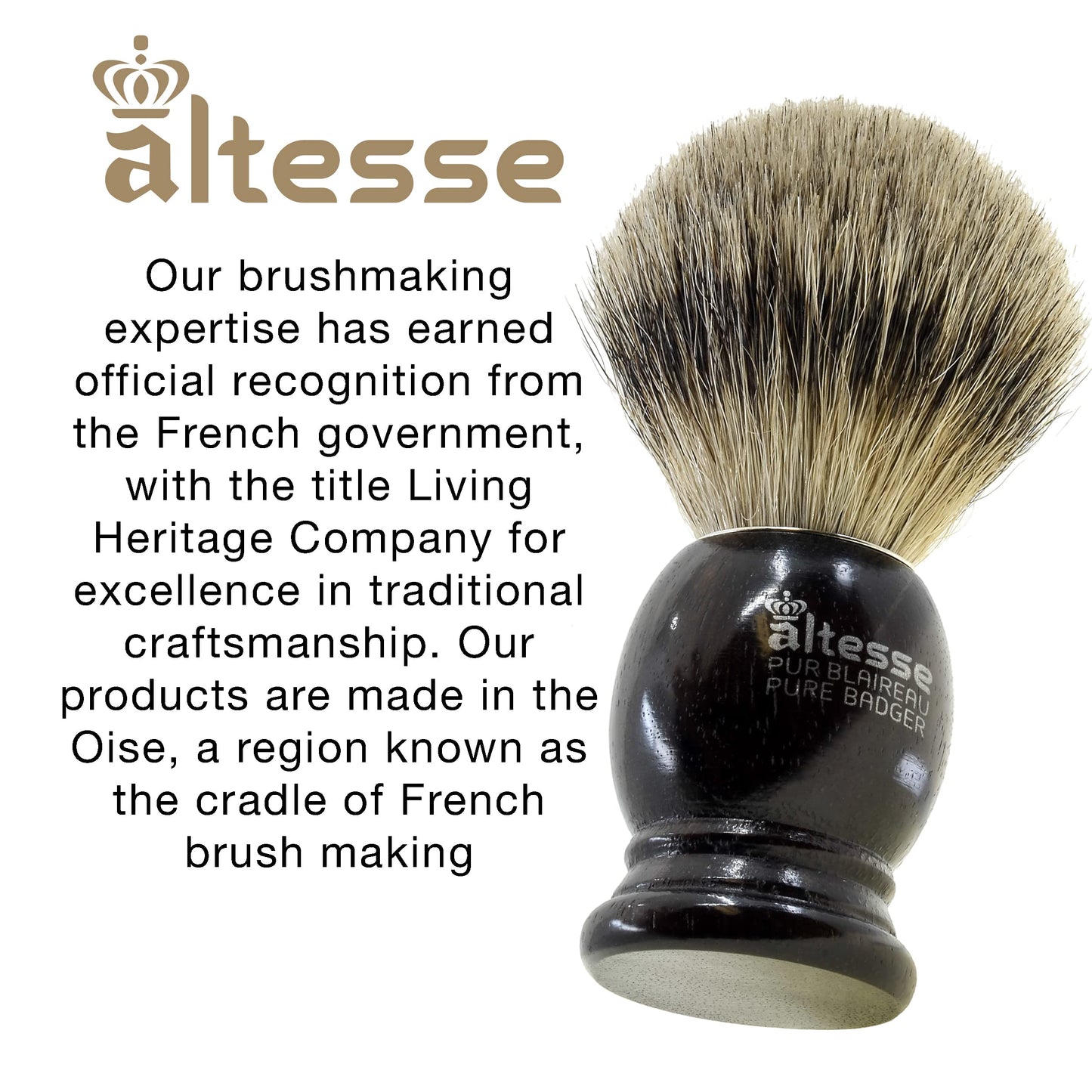 Altesse 75108 European Grey Badger Shaving Brush for Shave Cream, Shaving Soap, Shaving Cream Foam and Lather for Wet Shave With Shaving Razor, Safety Beauty and Personal Care Altesse