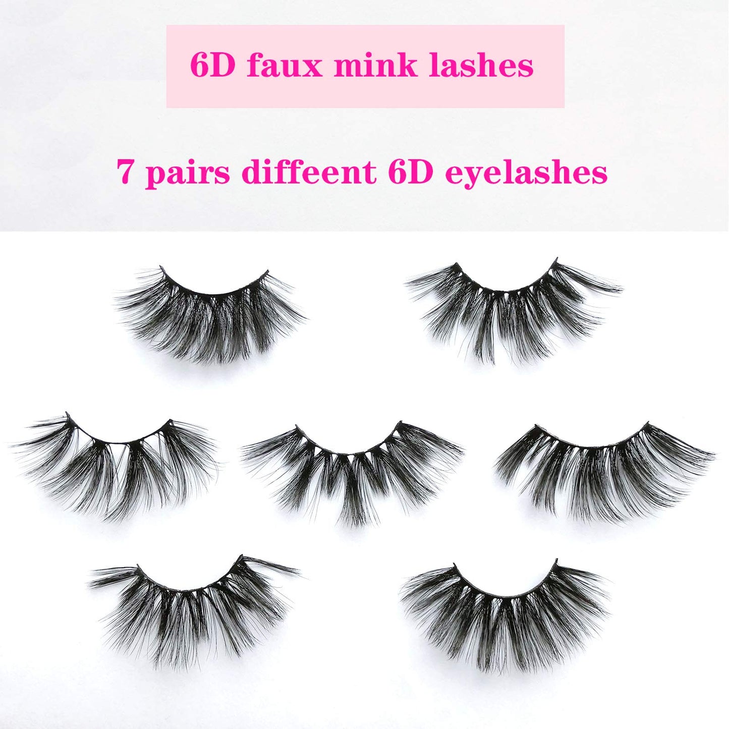 Mikiwi 25mm Faux Mink Lashes, 6D lashes, Faux Mink Eyelashes, Dramatic Lashes, 7 Pairs Fluffy Mink Lashes, 25 mm Lashes for Halloween Party Beauty & Personal Care mikiwi