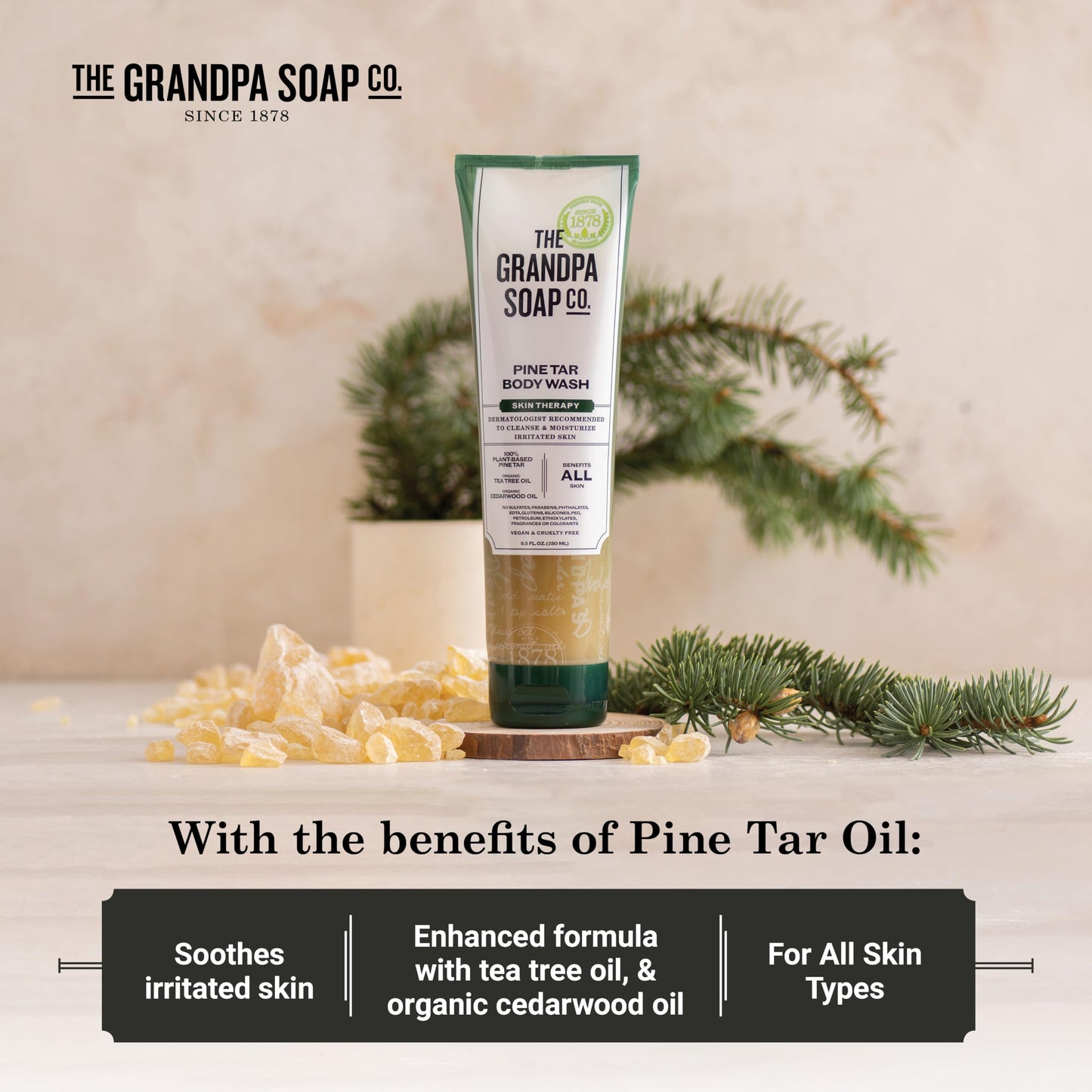 The Grandpa Soap Company Pine Tar Body Wash - Dermatologist Recommended to Cleanse & Moisturize Irritated Skin, Deodorizing Power, With Pine Tar & Tea Beauty & Personal Care The Grandpa Soap Company